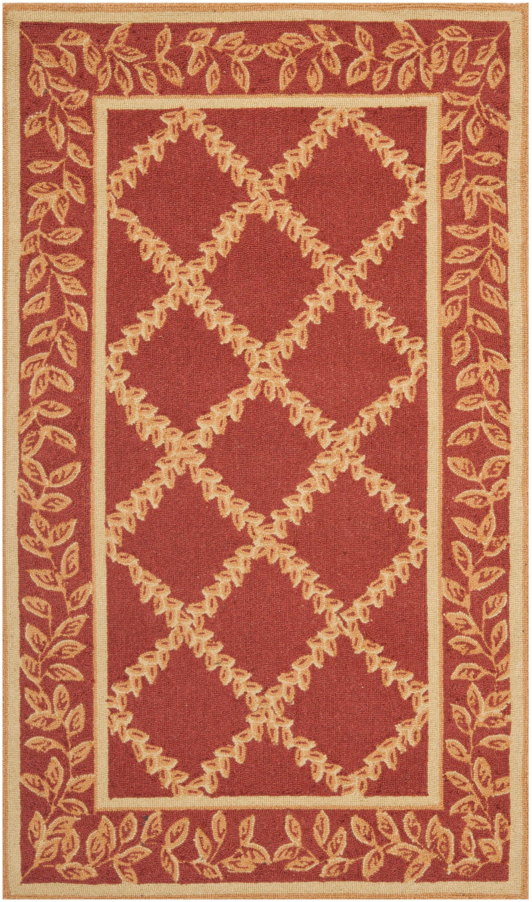 SAFAVIEH Chelsea Alecia Geometric Borders Wool Area Rug, Rust/Gold, 2'6" x 4'