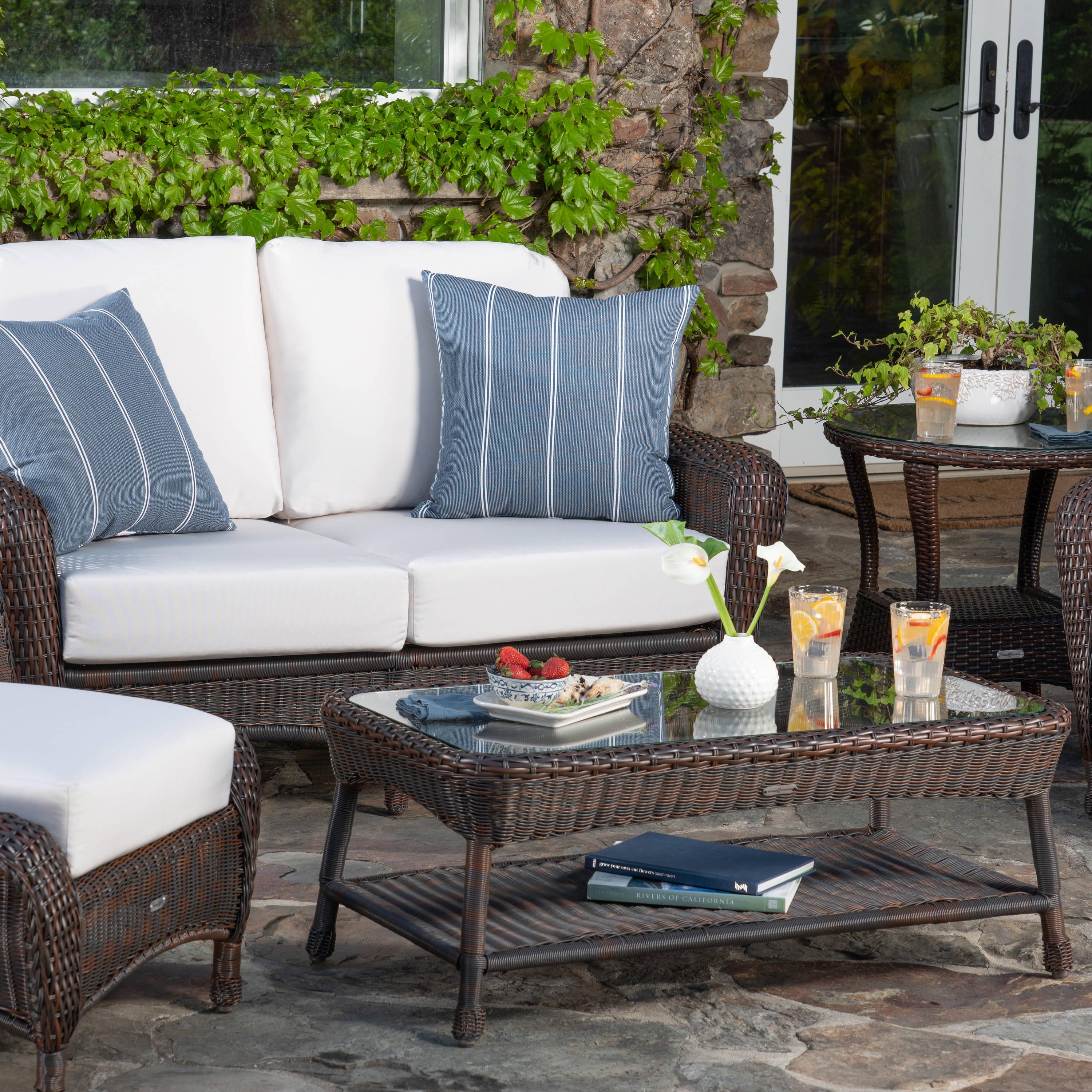 Tortuga Outdoor Lexington Brown Wicker Outdoor 6-Piece Patio Furniture Set with Cushions