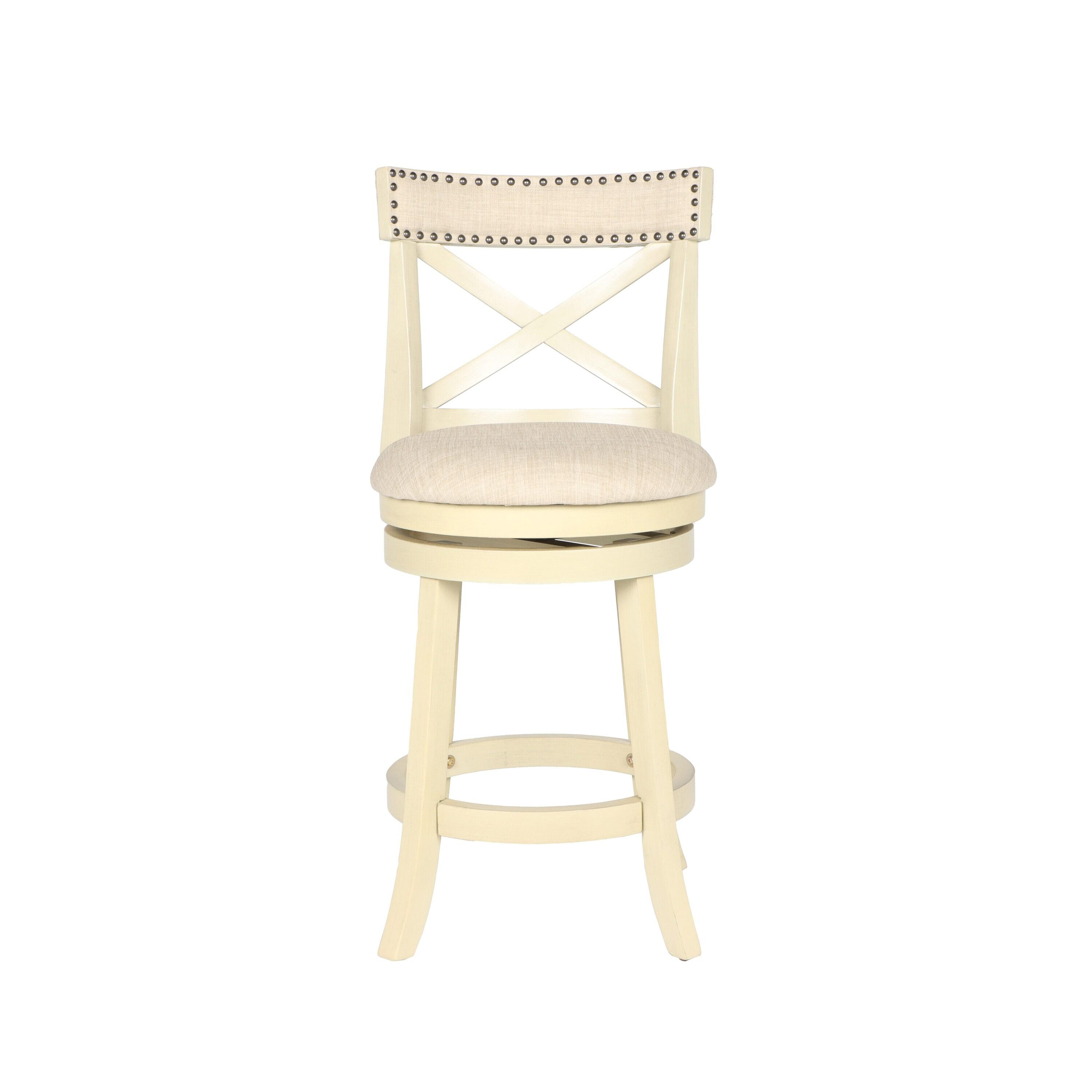 New Classic Furniture,Furniture York 24" Wood Counter Stool With Fabric Seat In Ant White