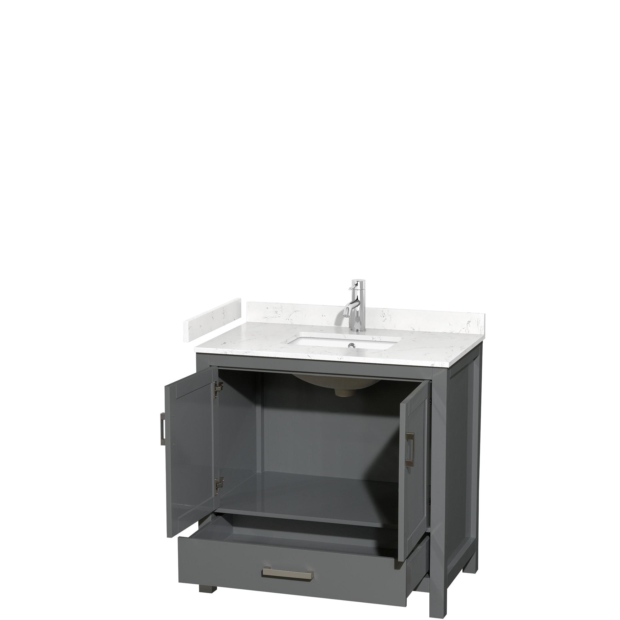 Wyndham Collection Sheffield 36" Metal Single Bathroom Vanity in Dark Gray