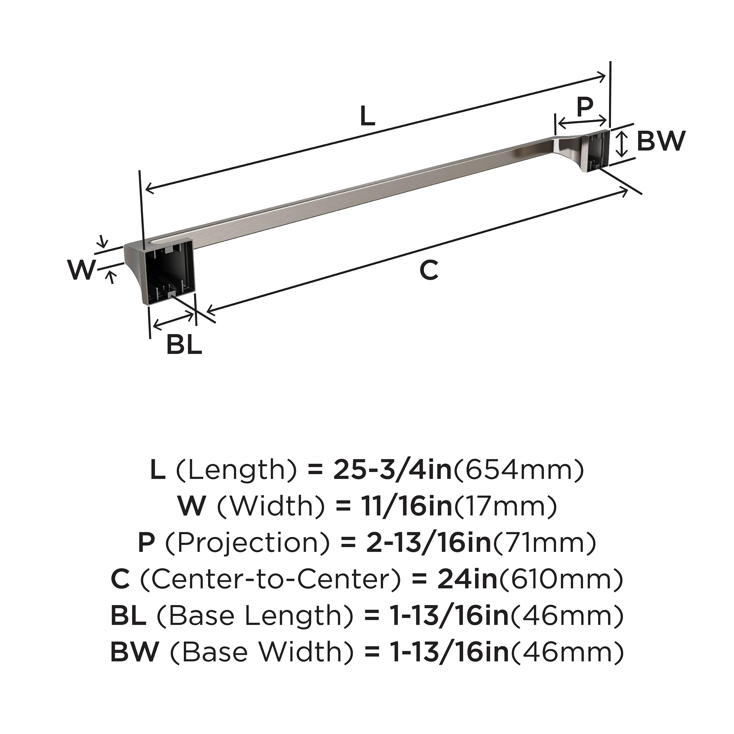 Amerock Mulholland Brushed Nickel 24 inch (610mm) Towel Bar