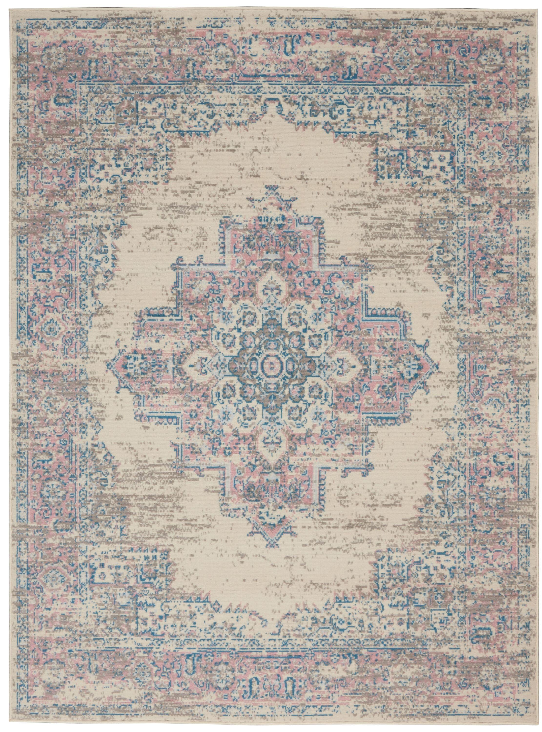 Nourison Grafix GRF14 Ivory/Pink Indoor Area Rug 6' x 9'