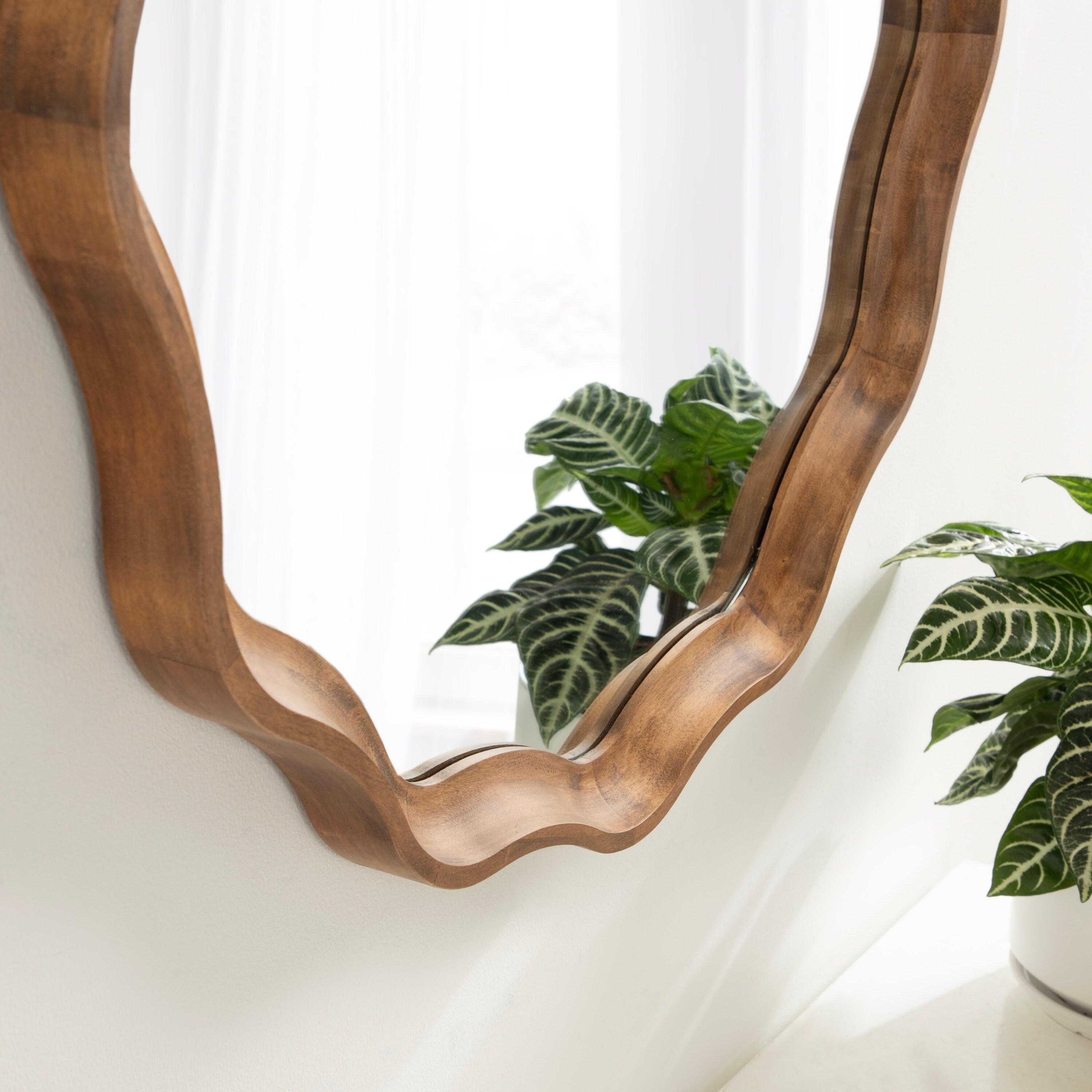 Kate & Laurel All Things Decor 28"x28" Hatherleigh Round Scallop Mirror: Wall Mount, Transitional Decor