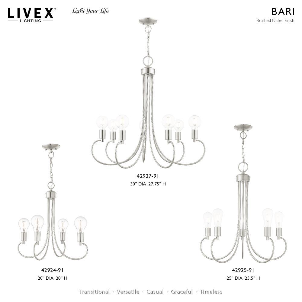 Livex Lighting Bari 5 - Light Chandelier in  Brushed Nickel