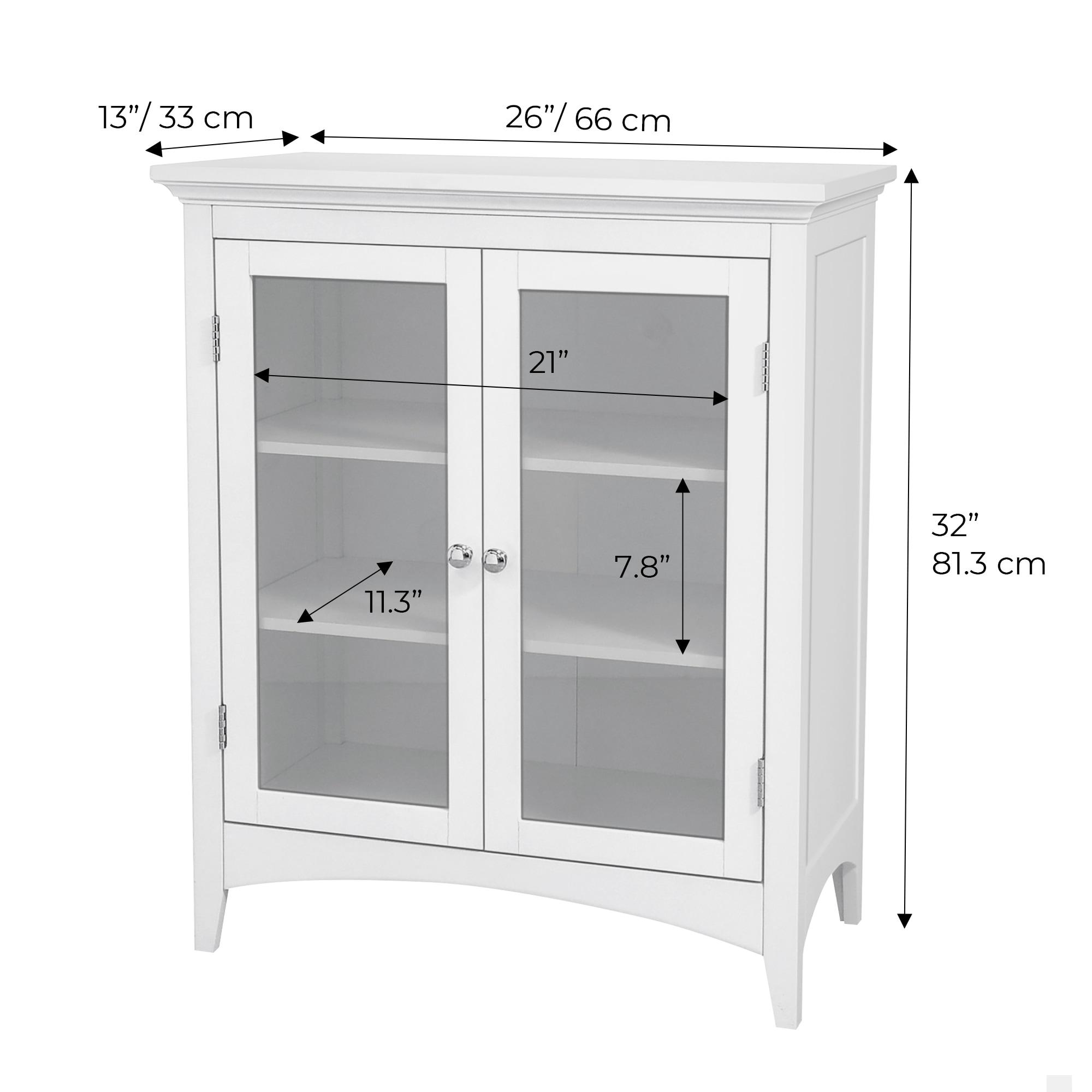 Teamson Home Madison Freestanding Two-Door Floor Accent Cabinet with Tempered Glass Panels, White