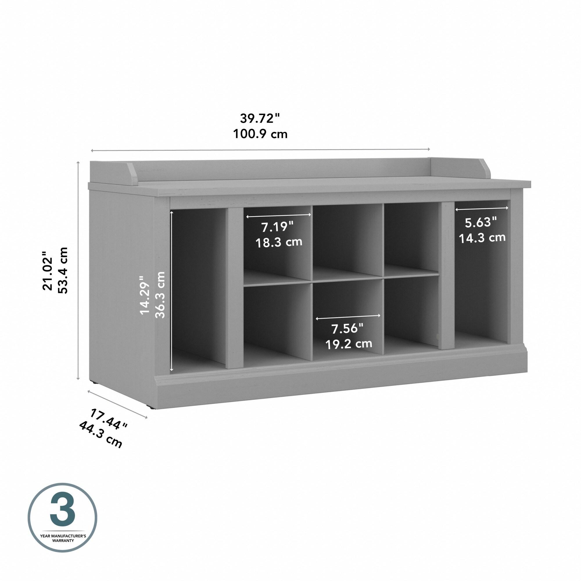 Woodland 40W Shoe Storage Bench with Shelves in Cape Cod Gray - Engineered Wood