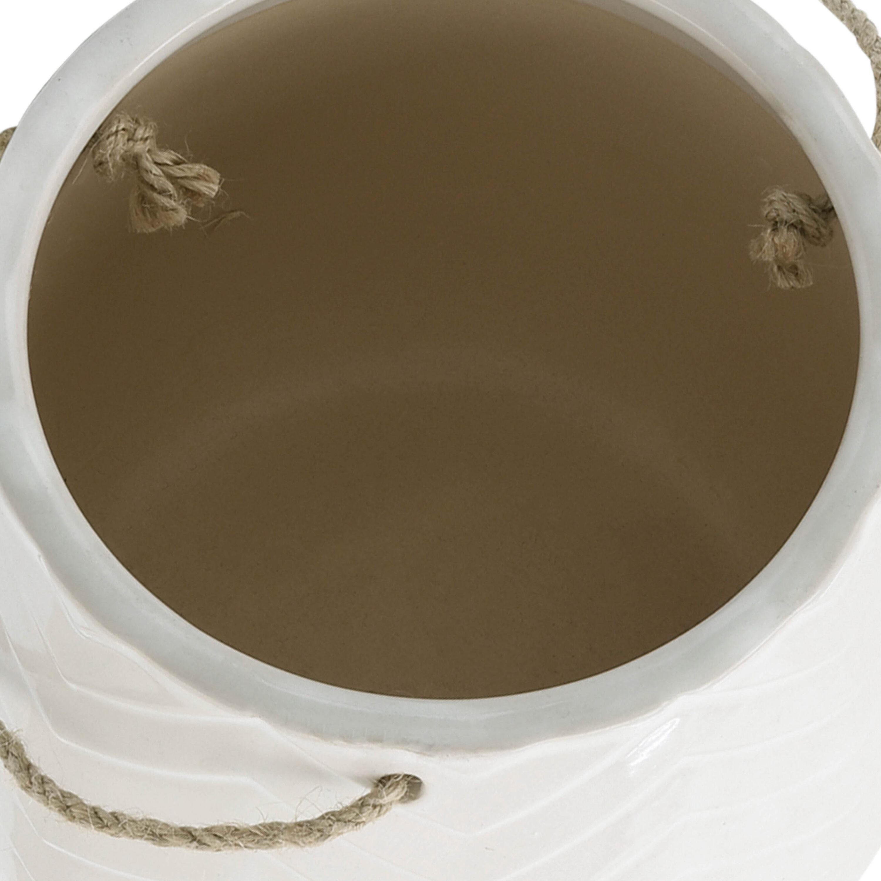 Sagebrook Home 7" Wide Chevron Ceramic Hanging Planter Pot White