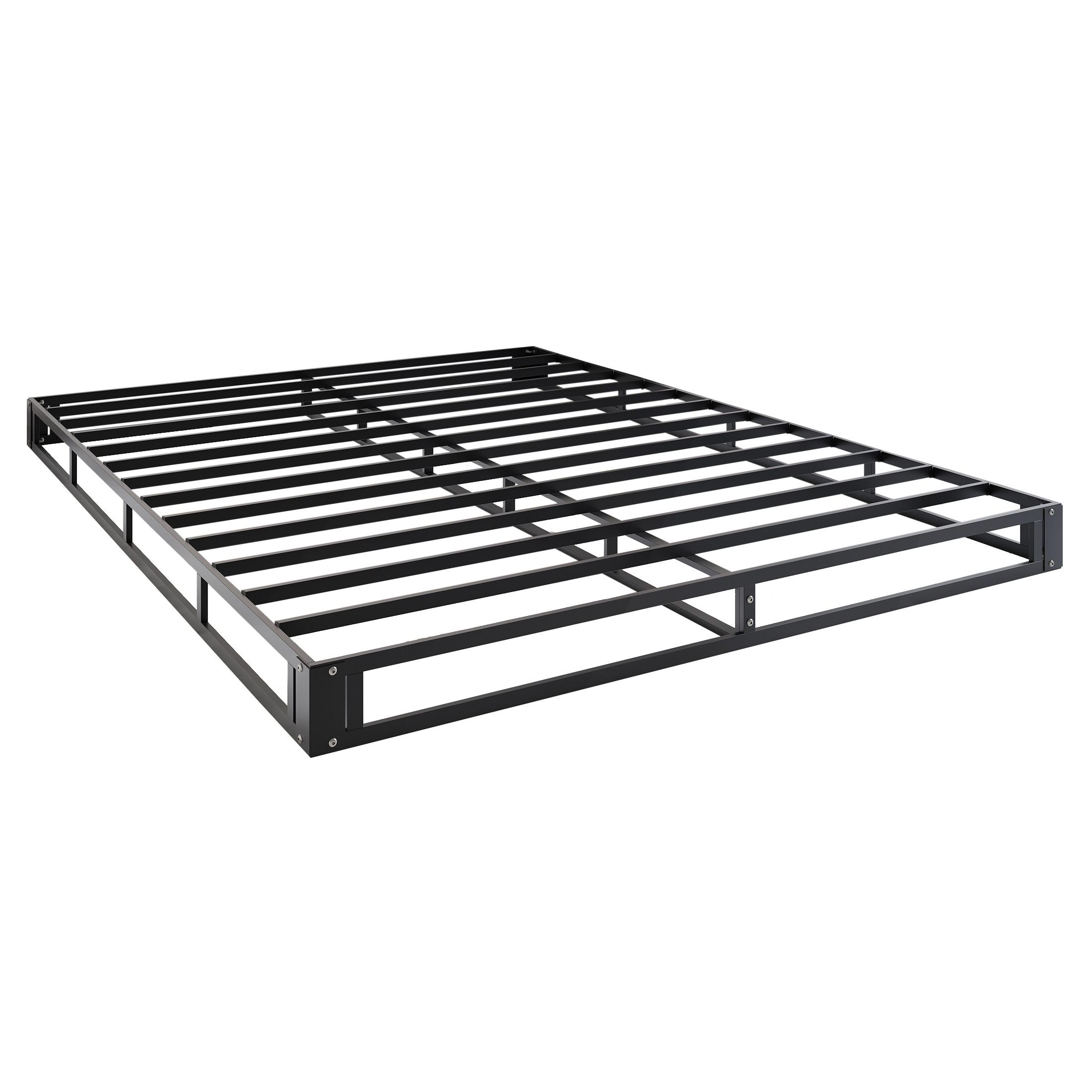ChaletPosh Queen Metal Box Spring In Black Linen