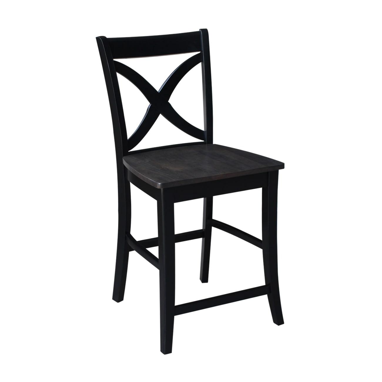 International Concepts Cosmo 24" Cross Back Counter Stool in Coal