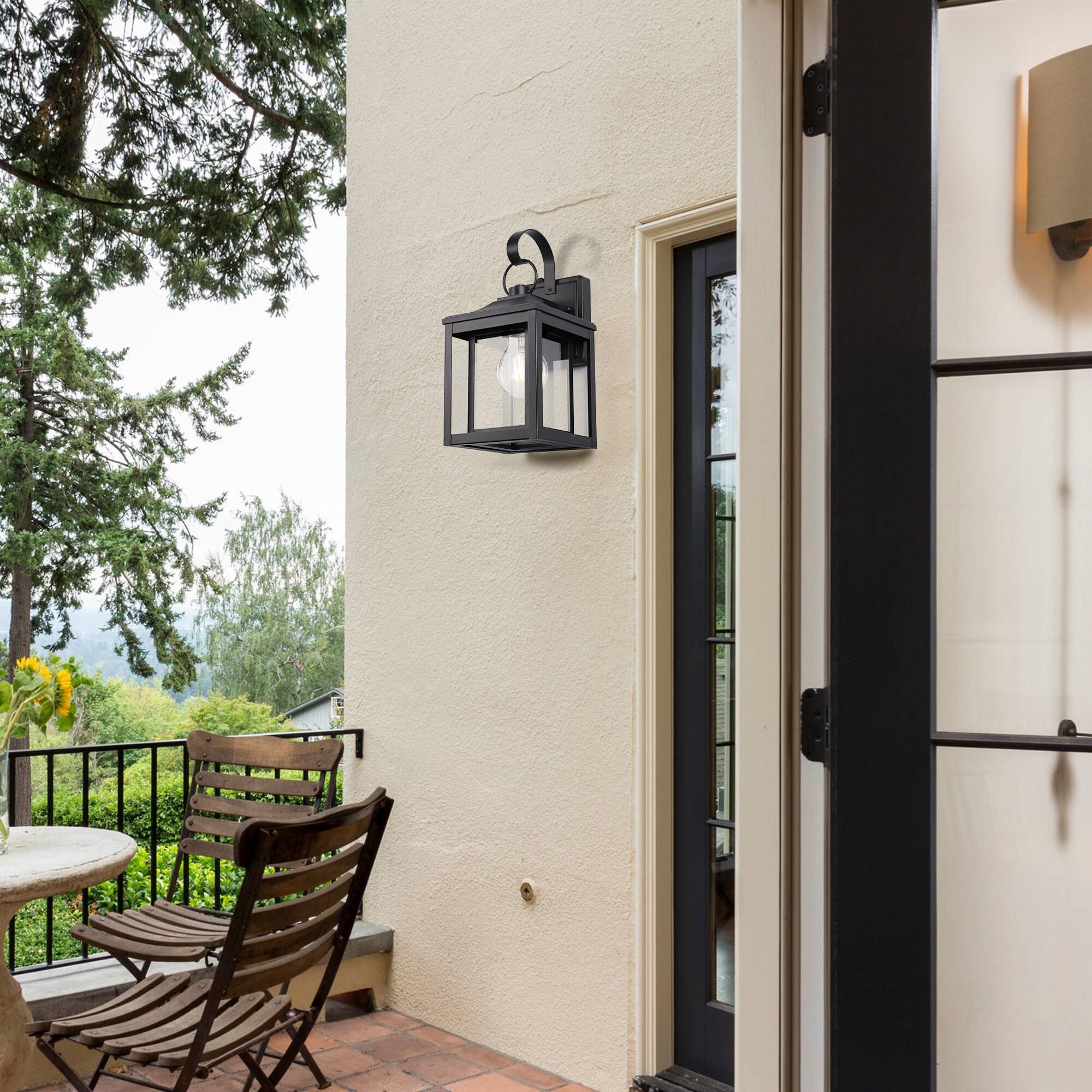 LamQee 1-Light 13"H Aluminum Outdoor Wall Lantern with Dusk to Dawn