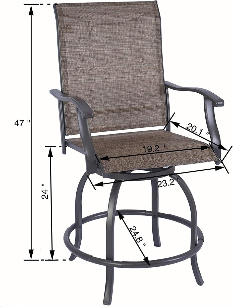 Beige Cushioned Swivel Counter Height Dining Chairs, Set of 2