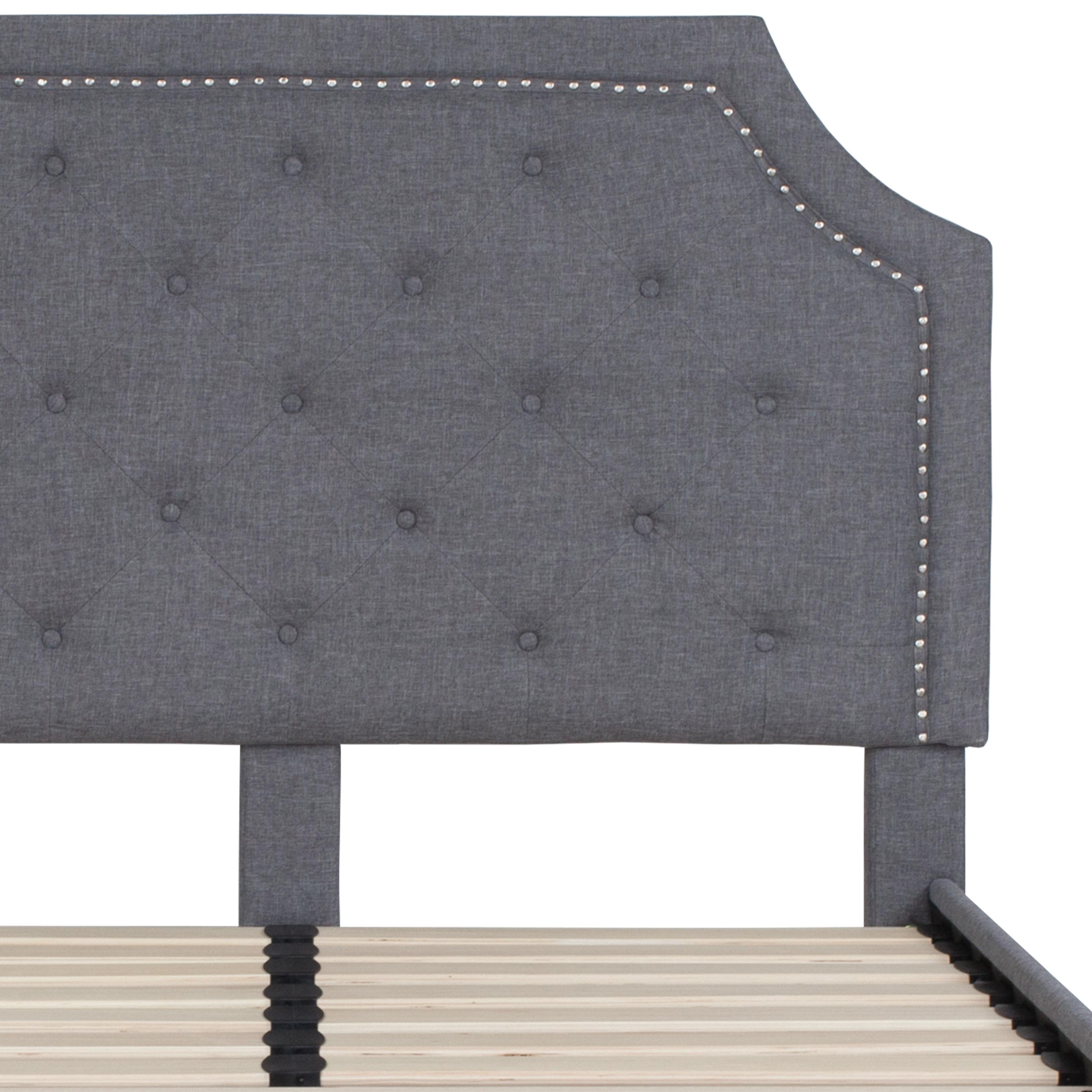 Flash Furniture Brighton Full Size Tufted Upholstered Platform Bed in Light Gray Fabric