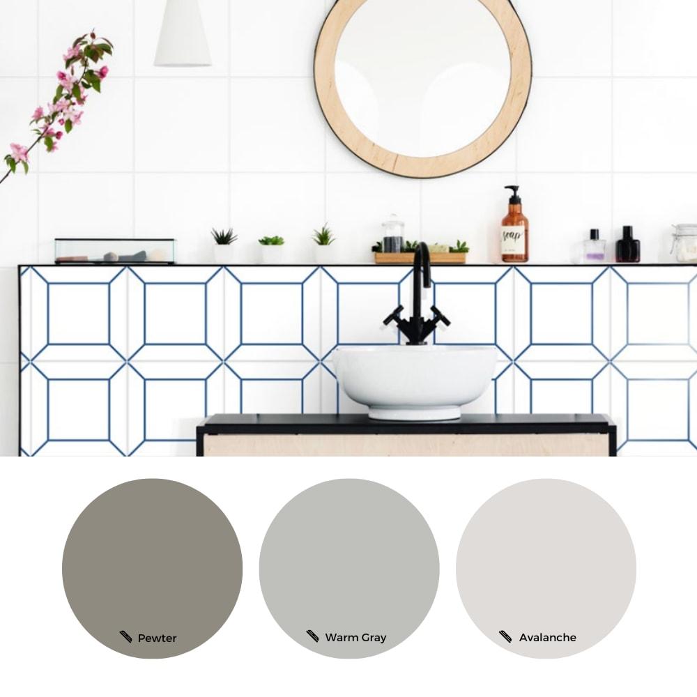 The Tile Life Frame White 6" x 6" Ceramic Patterned Wall Tile for Backsplash Bathroom - 1 Sample