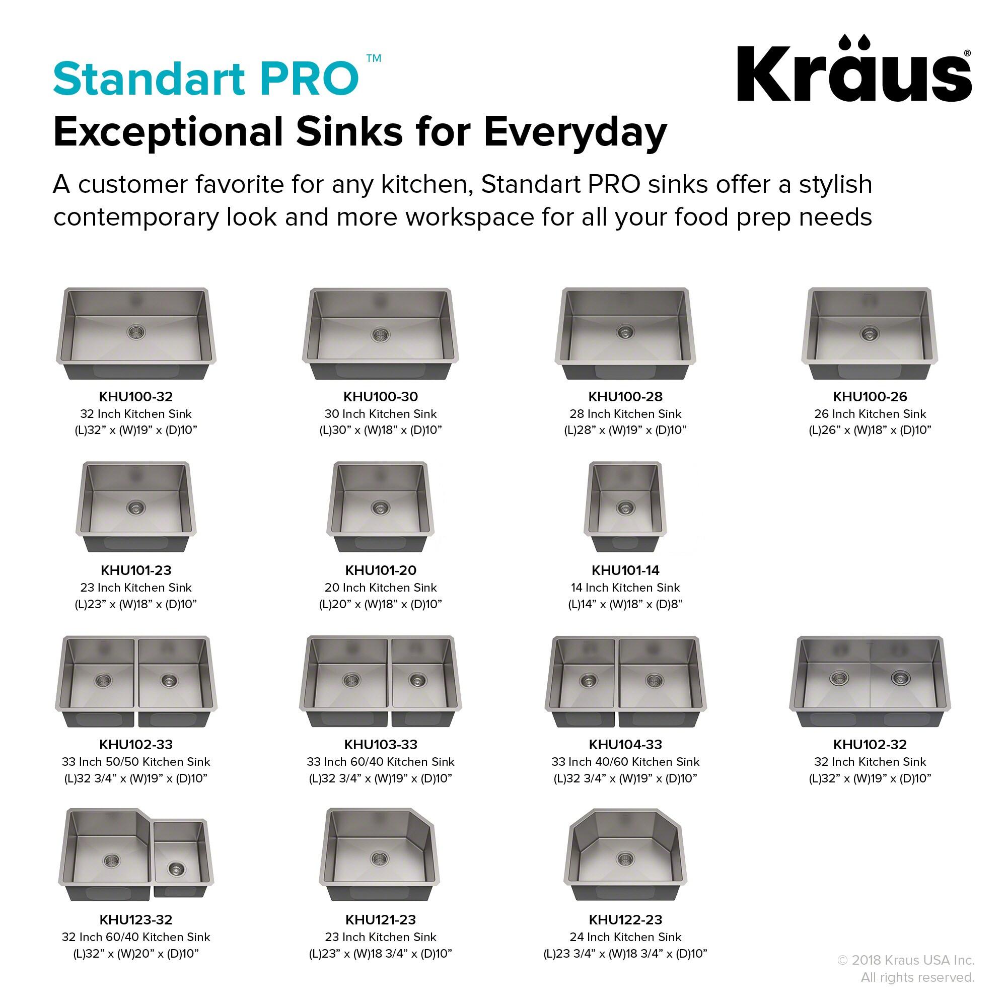 KRAUS Standart PRO™ Undermount 60/40 Double Bowl 16 Gauge Stainless Steel Kitchen Sink