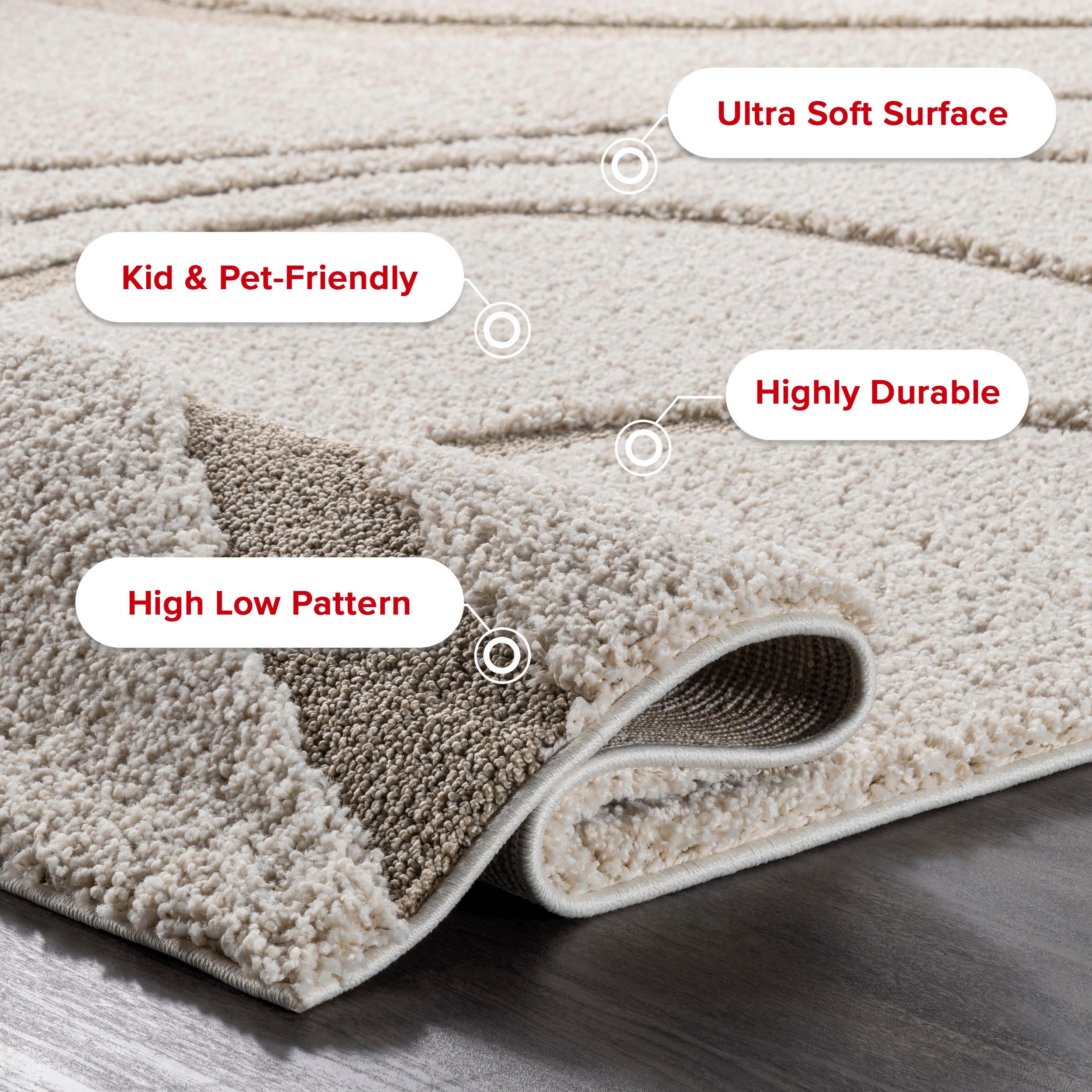 Nuloom Carolyn Abstract 8x11 Shag Indoor Area Rug for Living Room Bedroom Dining Room Nursery, Cream/Beige
