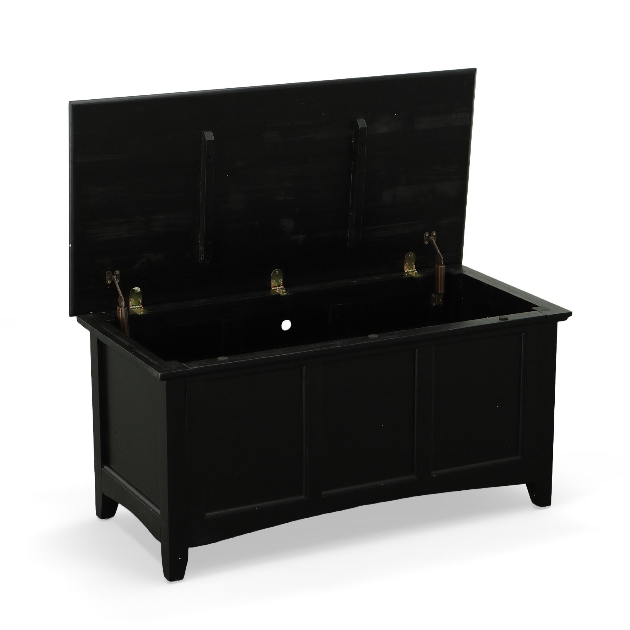 Carolina Living Veranda Storage Chest Black: Modern Design, Bedroom Linen & Sheet Organizer, Wood Frame