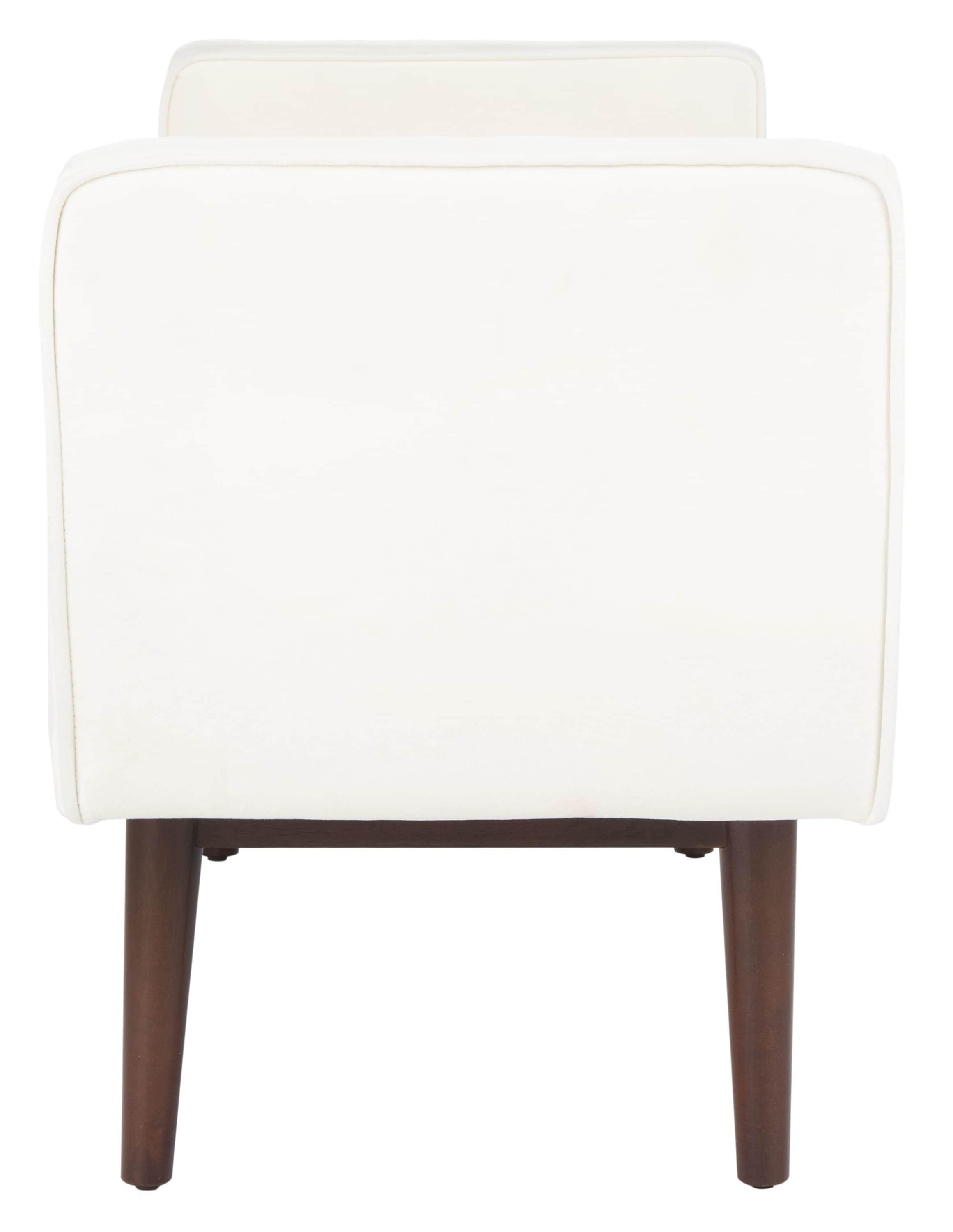 Henri Mid-Century Bench - Cream Velvet/Walnut - Safavieh