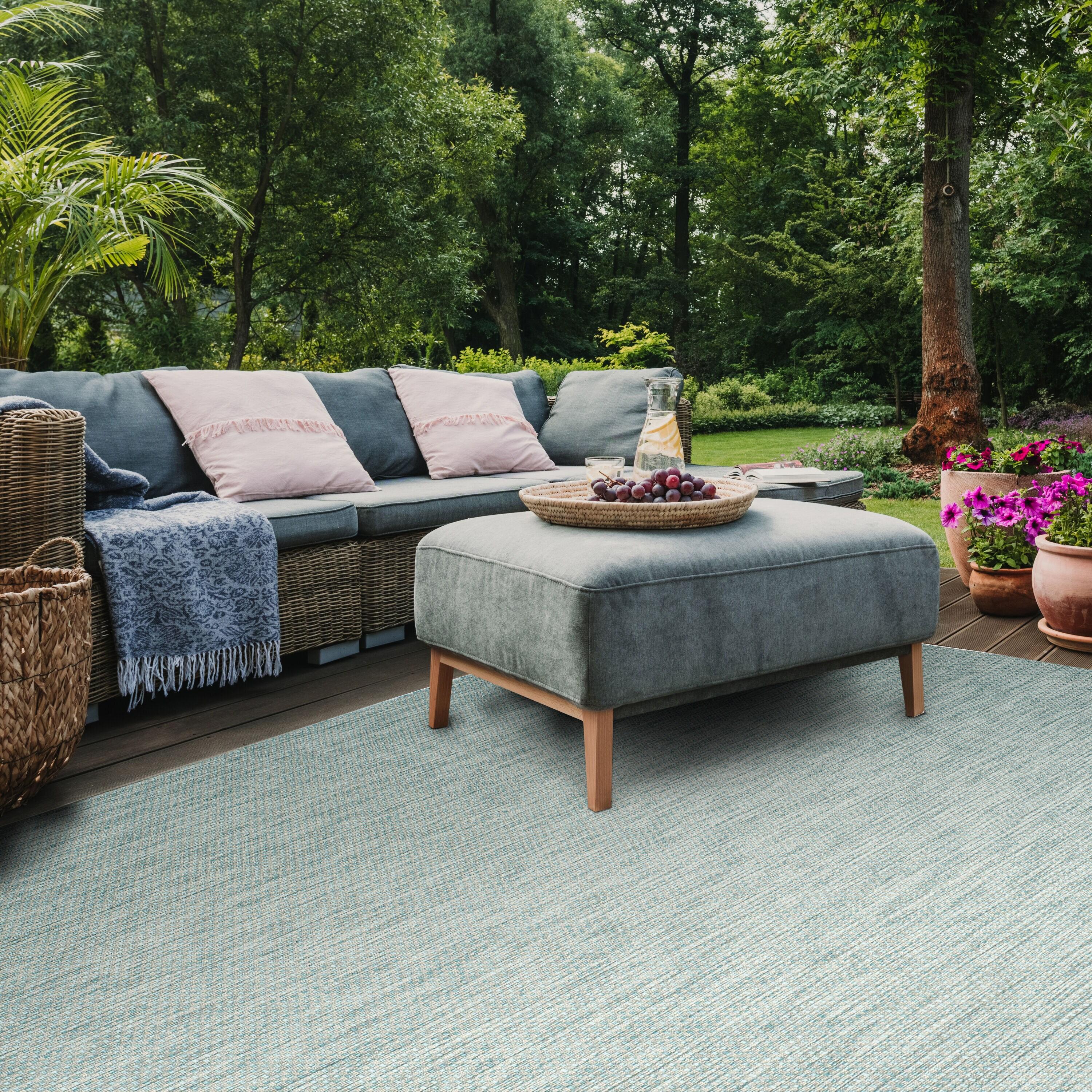 Courtyard CY8521 Power Loomed Indoor/Outdoor Accent Rug - Aqua/Grey - 2'x3'7" - Safavieh.