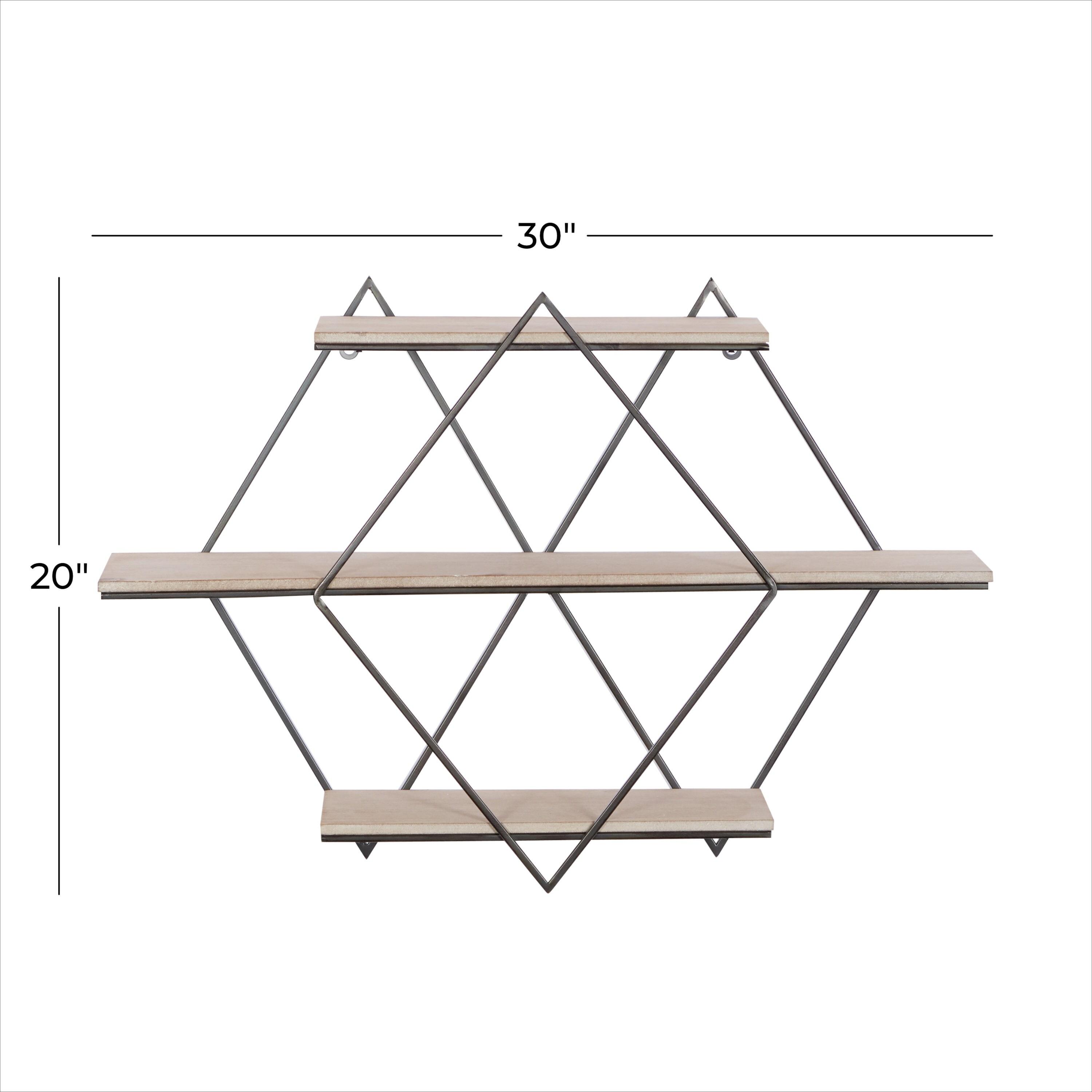 DecMode Brown Wood Contemporary Wall Shelf