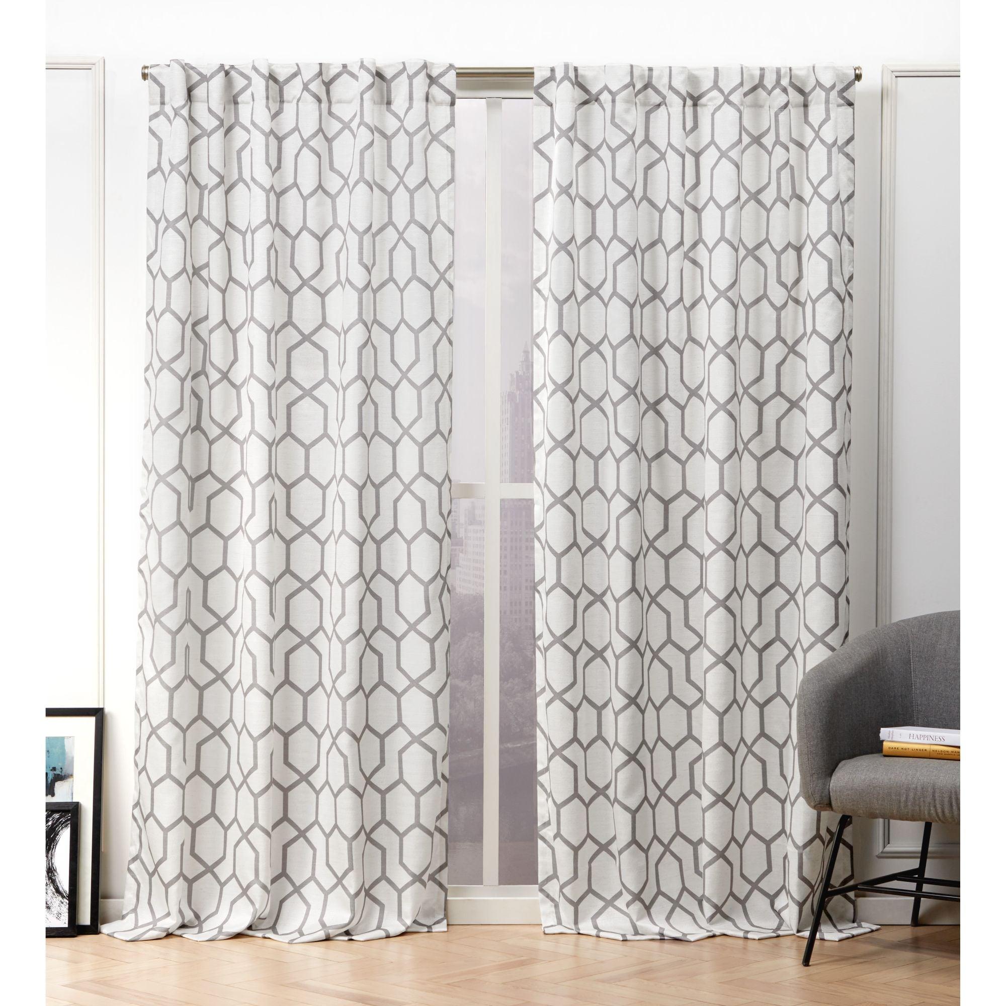 Nicole Miller Nicole Miller Hexa Geometric Print Hidden Tab/Rod Pocket Top Light Filtering Curtain Panel Pair (Set of 2)