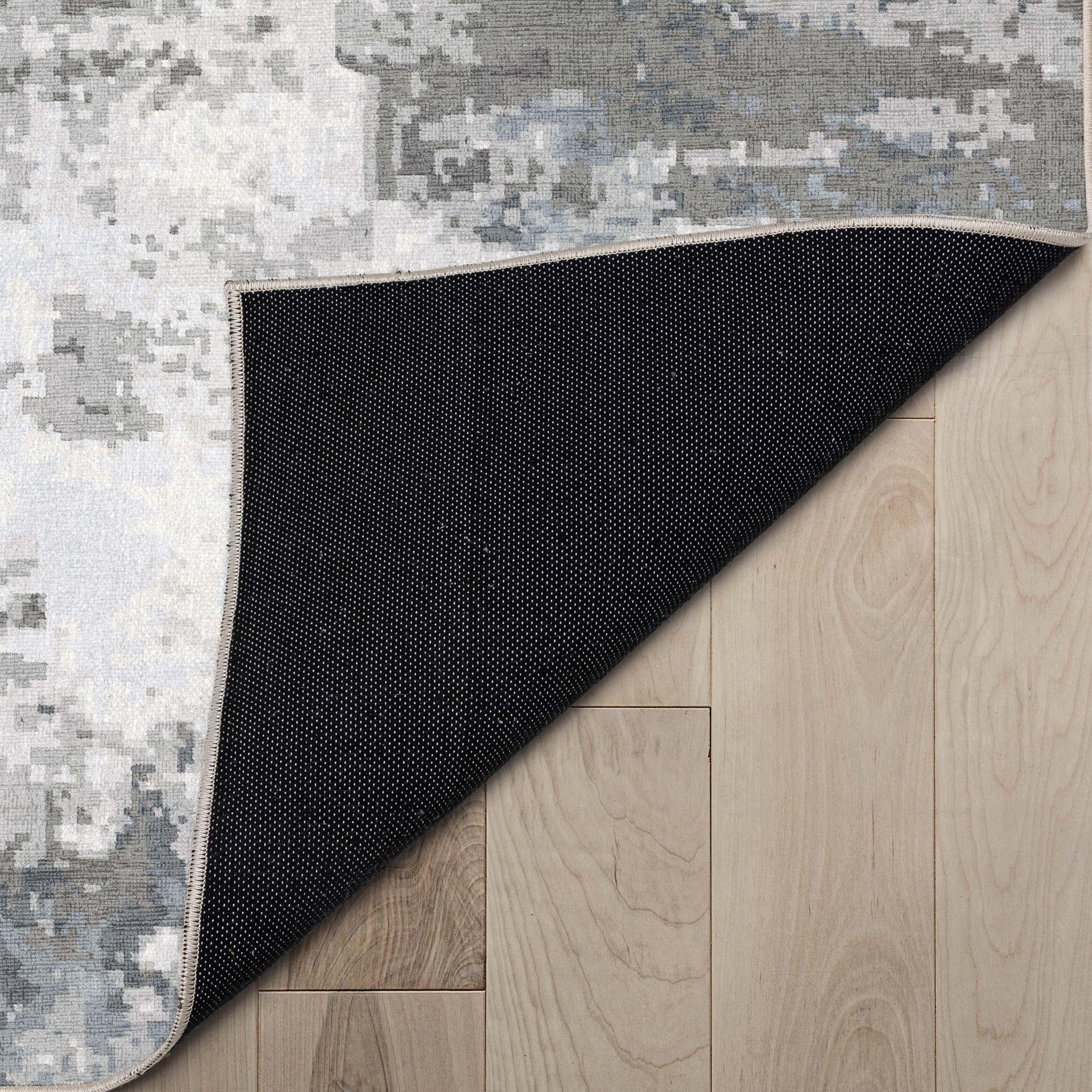 Nuzzo Marrakech Mid-Century Modern Brushstroke Flat-Weave Gray Area Rug