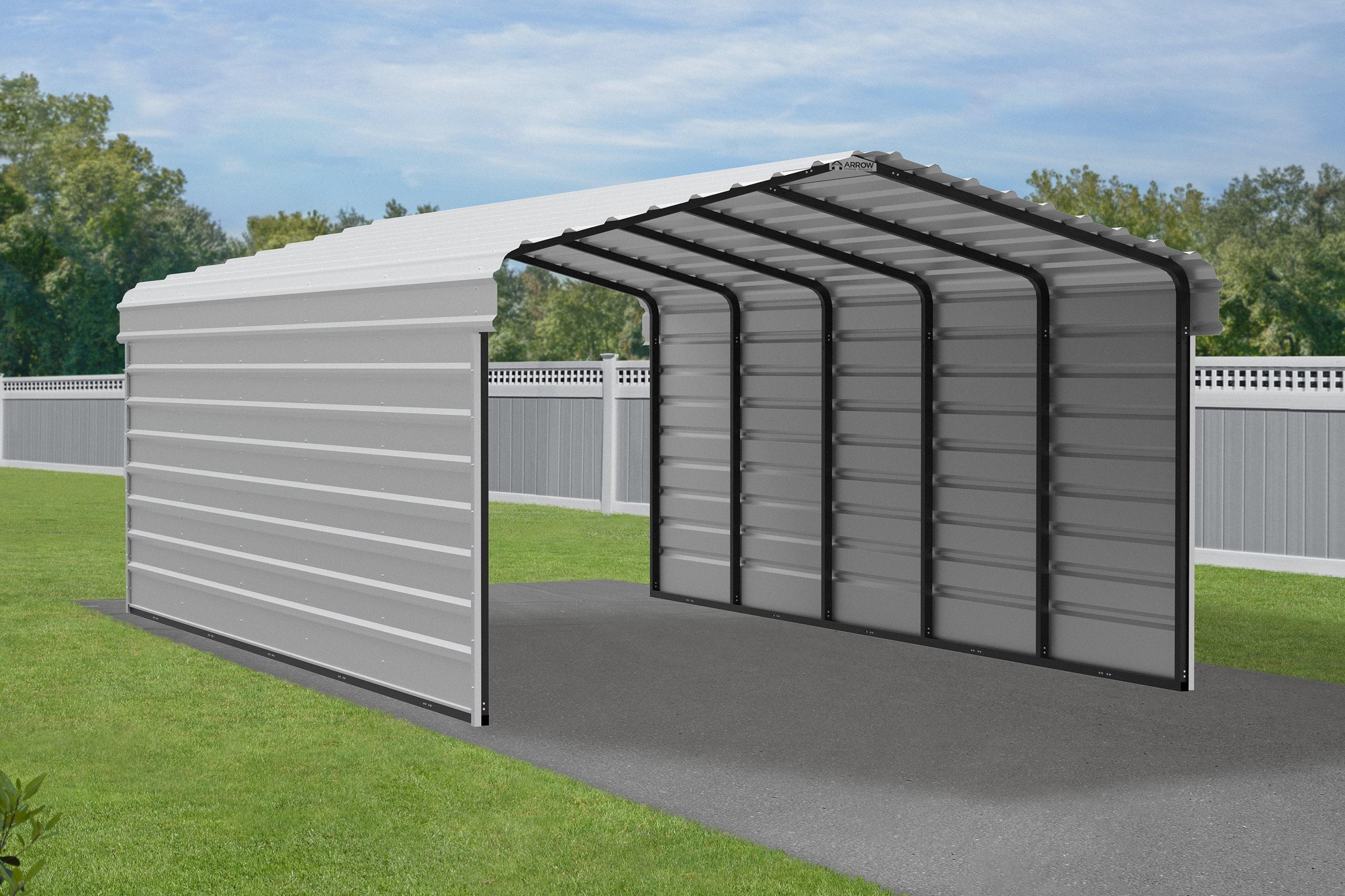 Arrow Arrow Steel Carport with 2 Side Wall Kits, 12X24X07