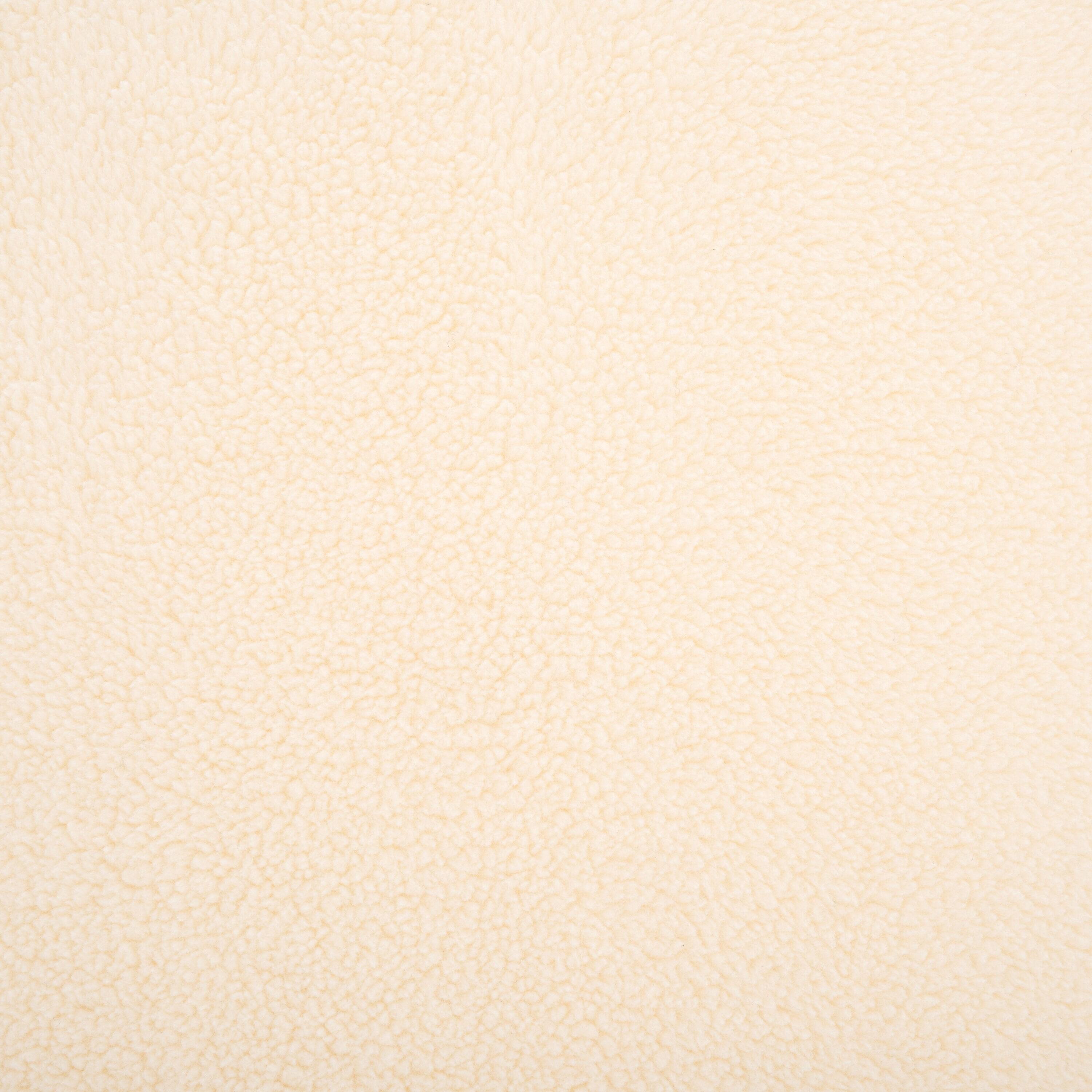 SAFAVIEH Kibo Modern Faux Shearling Ottoman, Cream