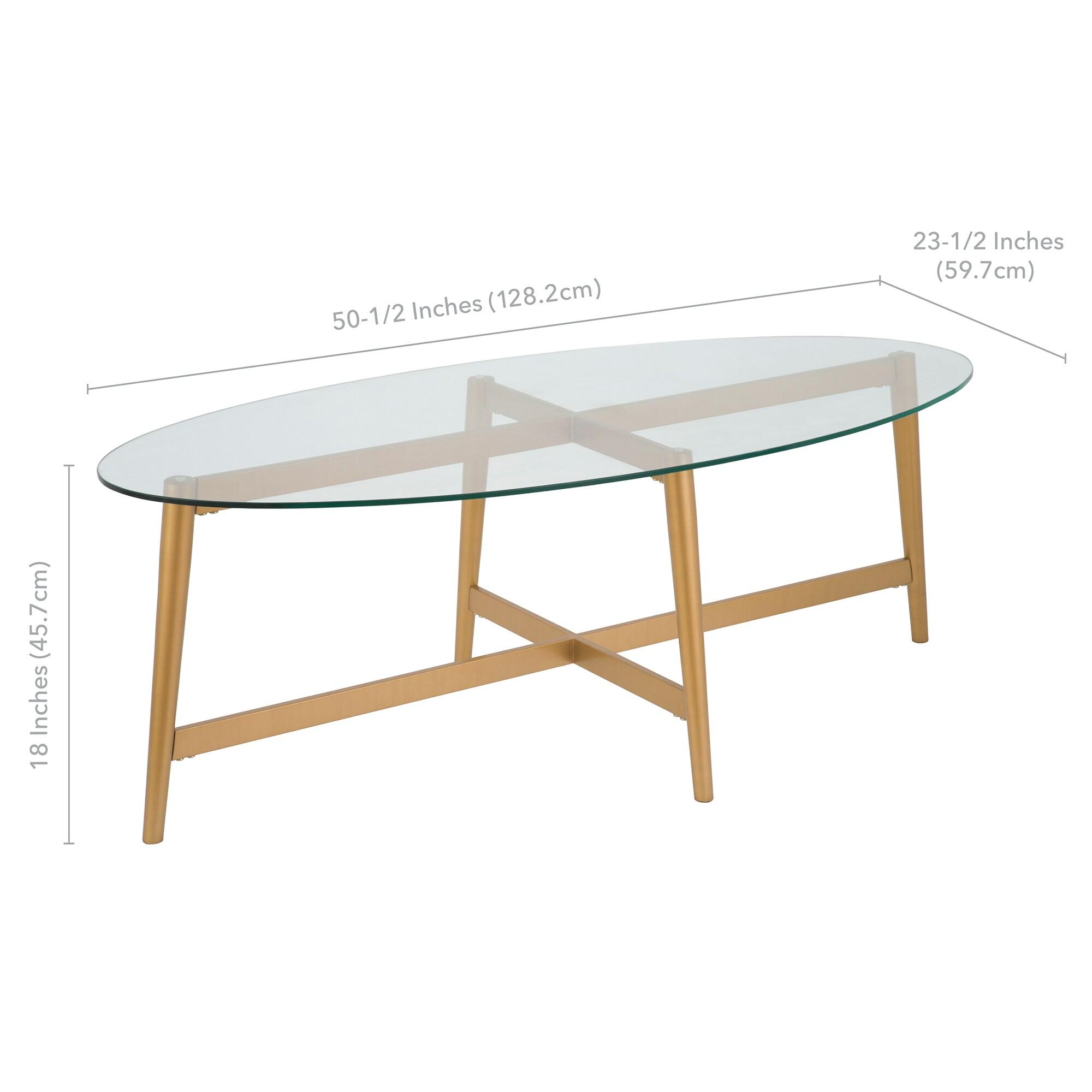 Evelyn&Zoe Olson 50.5" Wide Oval Coffee Table, Brass