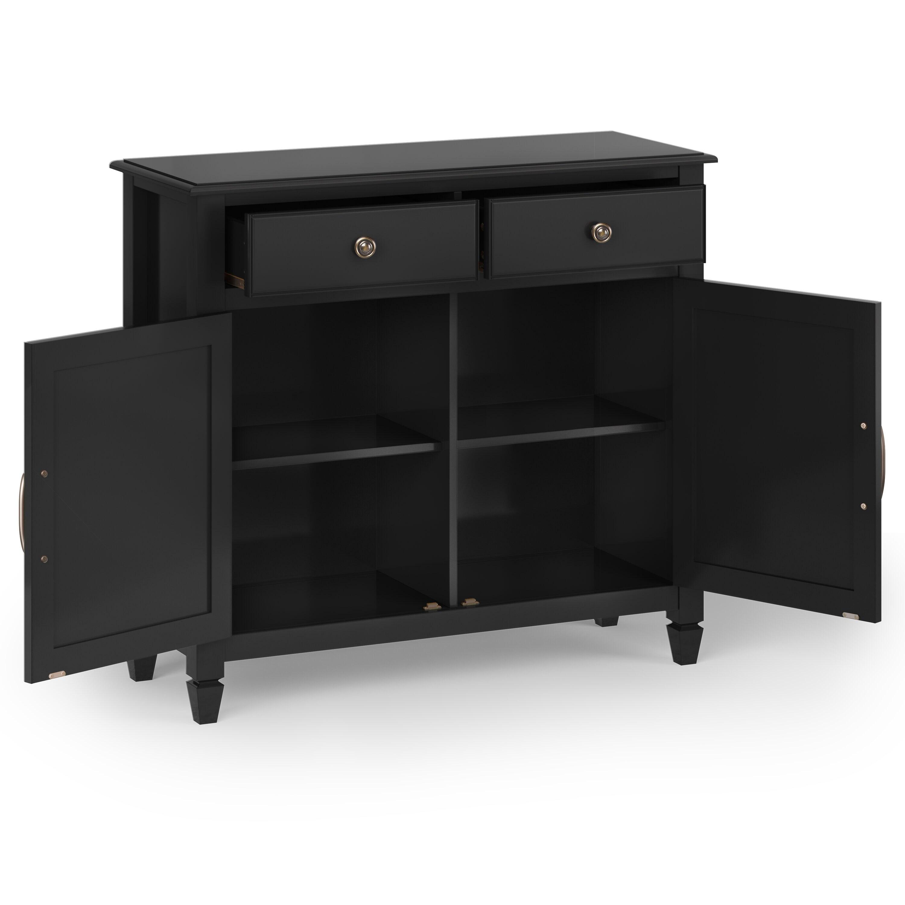 Simpli Home Connaught Solid Wood 2 - Door Accent Cabinet Entryway Storage Cabinet