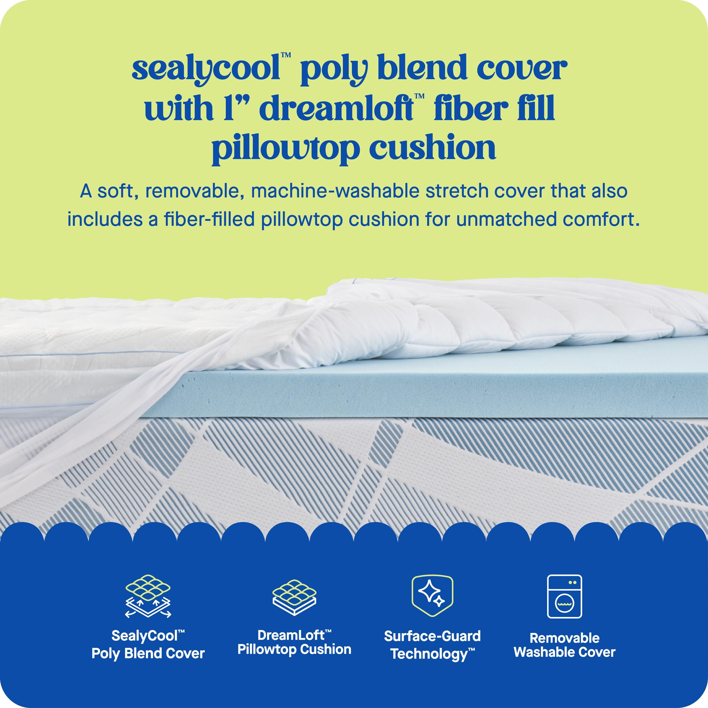 Sealy Dreamlife Full 3+1" Topper with Cover: Memory Foam, Jacquard Fabric, Machine Washable, 300 Thread Count