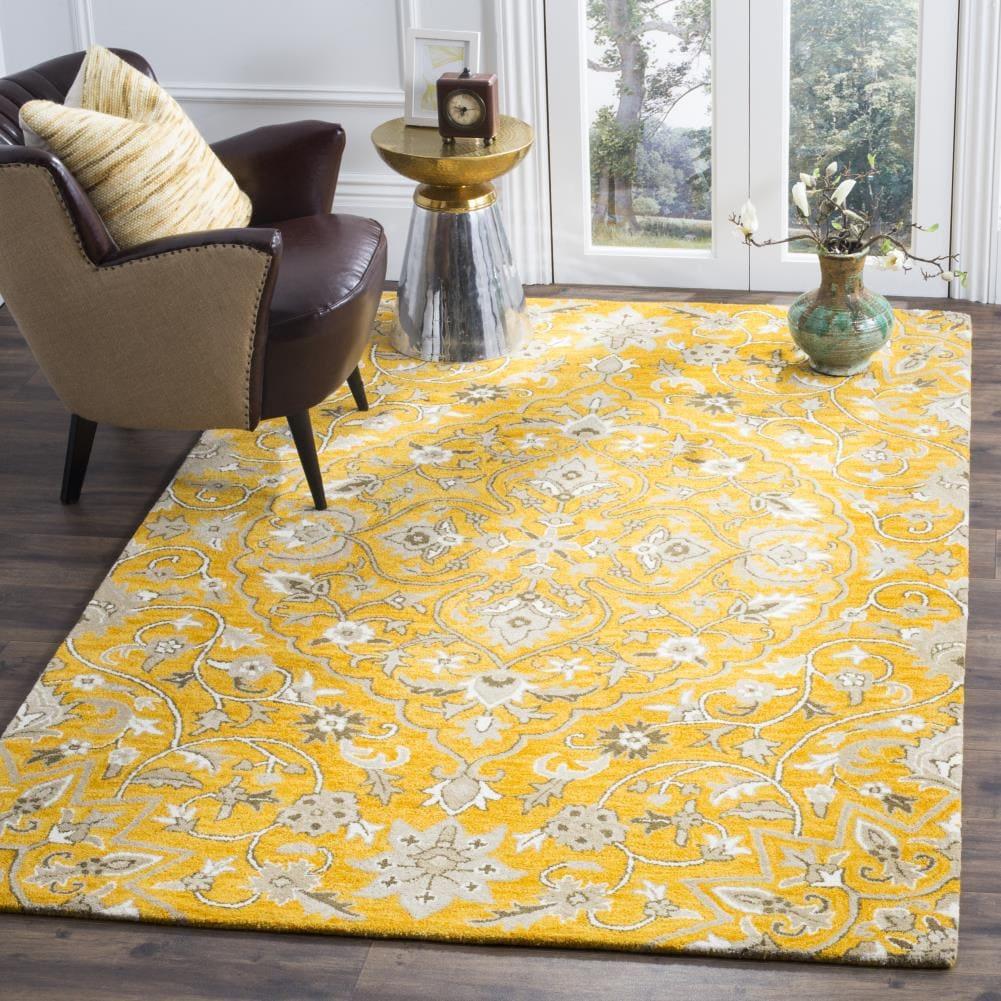Bella BEL673 Hand Tufted Area Rug - Gold/Taupe - 5'x5' - Safavieh.