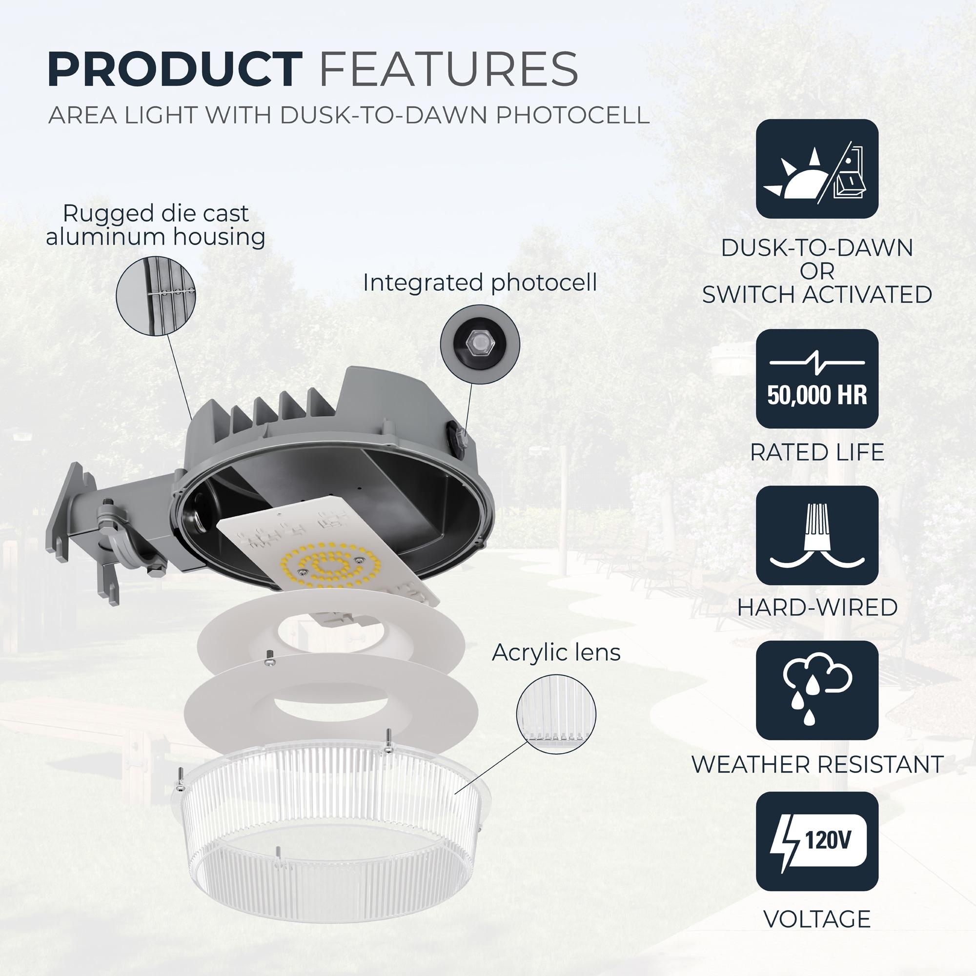 Cooper Lighting LLC 1 - Head LED Hardwired Dusk to Dawn Outdoor Security Area Light with Timer
