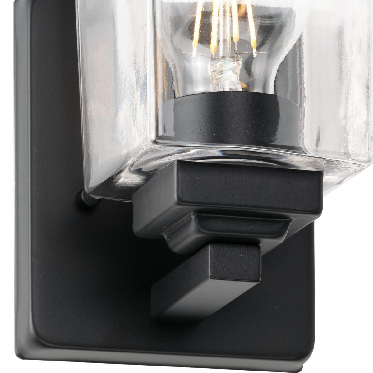 Progress Lighting Gilmour 1-Light Wall Sconce, Matte Black, Clear Glass Shade