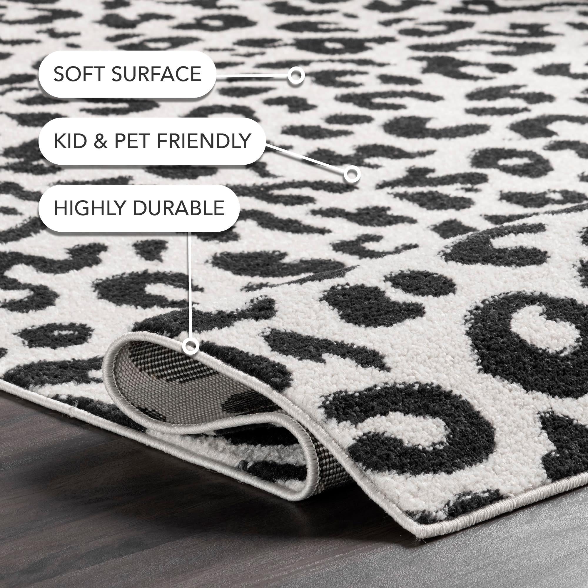 Nuloom Leopard Animal 10x14 Indoor Area Rug for Living Room Bedroom Dining Room Kitchen, Dark Grey/Ivory