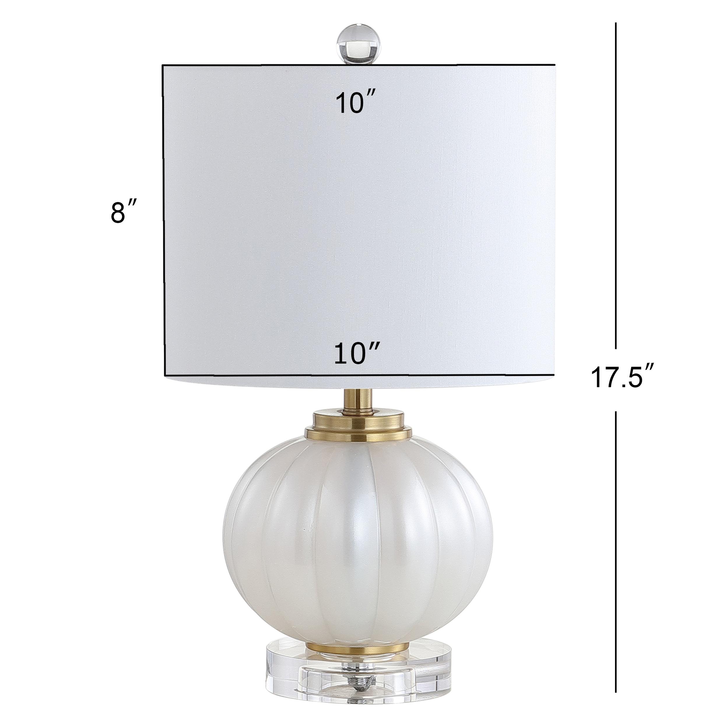 JONATHAN Y Pearl 17.5" Glass/Crystal LED Table Lamp, White/Brass Gold, JYL2076B