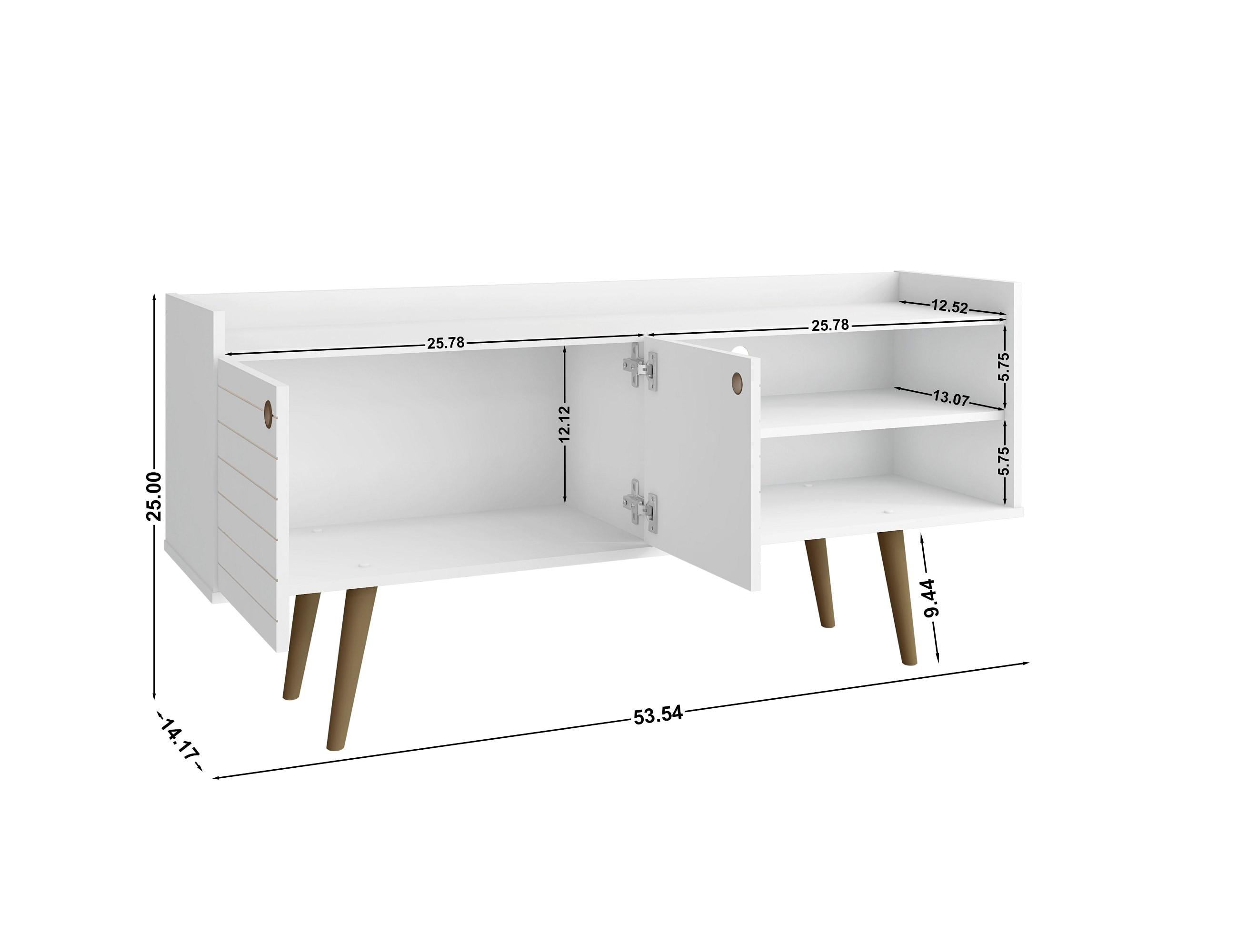 Bogart Mid Century Modern TV Stand for TVs up to 50'': Media Stand with Open Shelves & Cable Management - Manhattan Comfort
