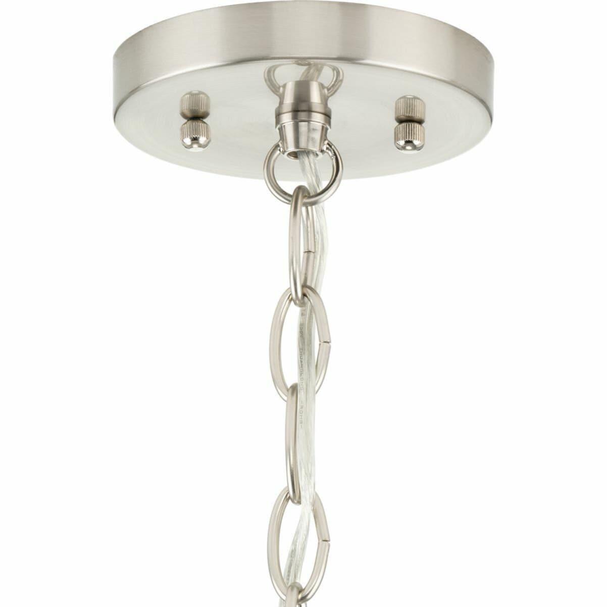 Progress Lighting Hinton 1-Light Industrial Pendant, Brushed Nickel, Seeded Glass Shade