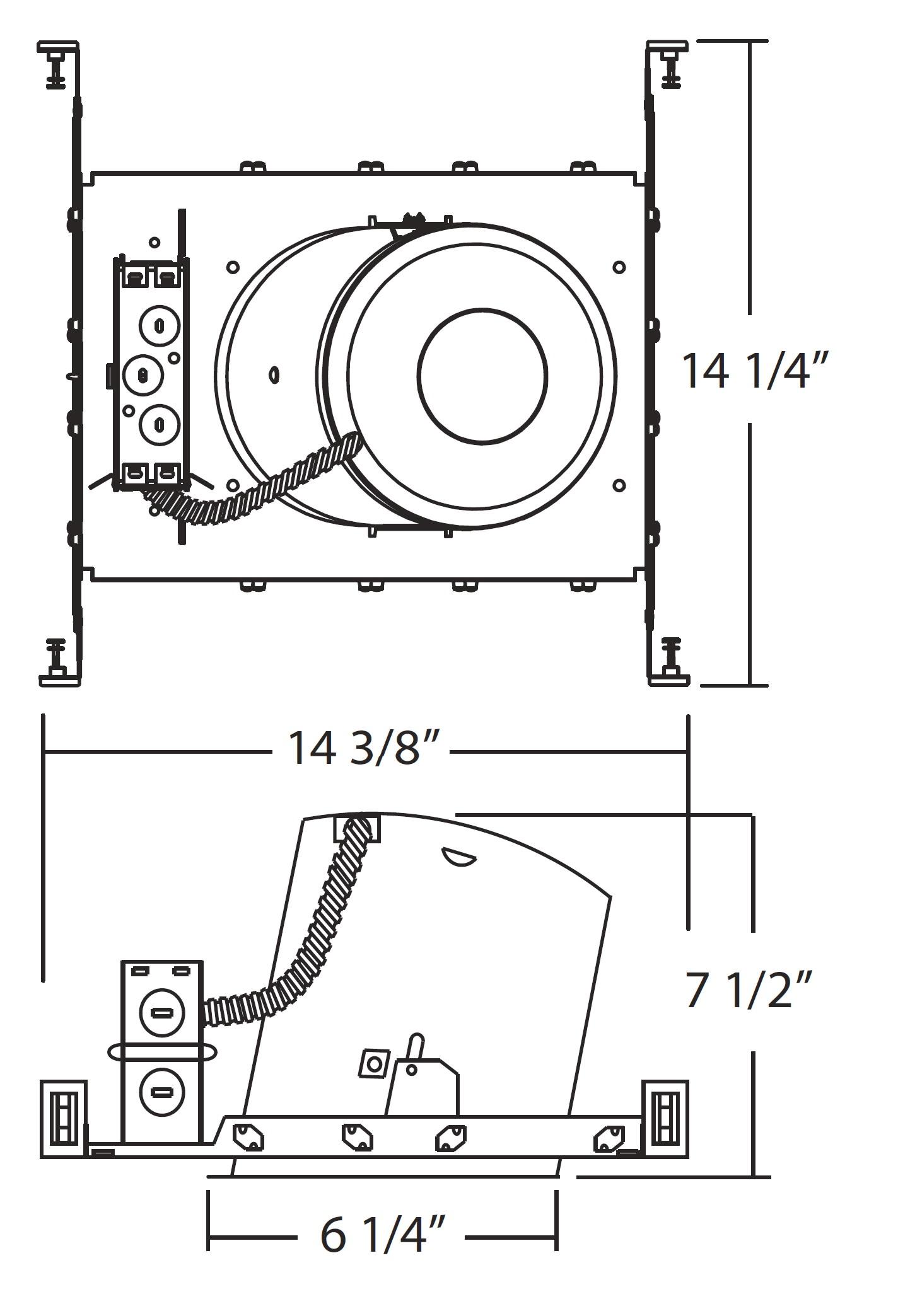 Air-Tight 6'' IC Rated Recessed Lighting Housing for New Construction