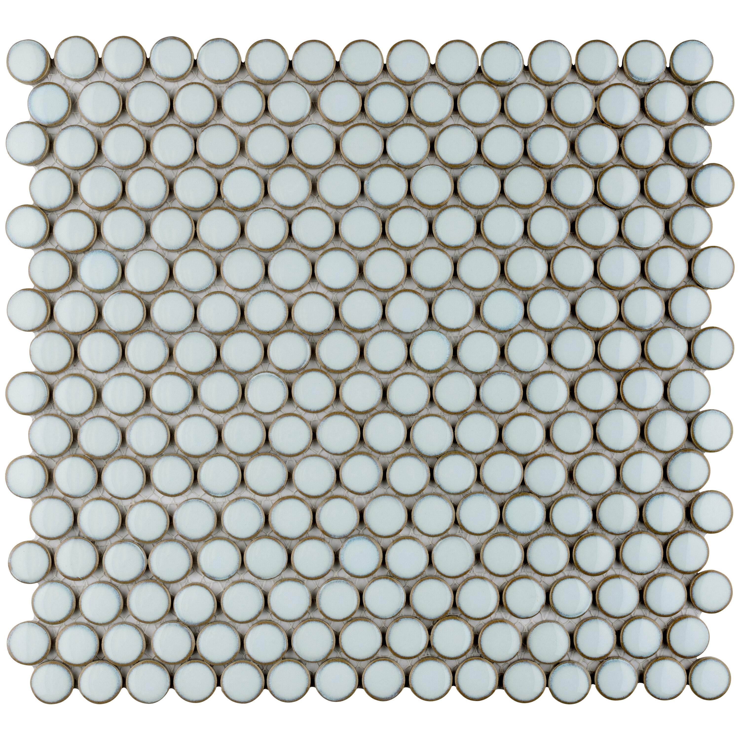 Merola Tile Hudson Penny Round 11-7/8 " x 12-5/8 " Porcelain Mosaic Floor & Wall Tile