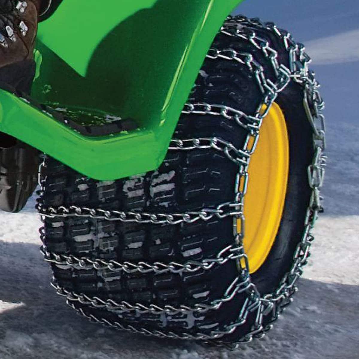 OakTen Set of 2 Tire Chains with Tensioners for Lawn & Garden Tractors Mowers, 2-Link, Fits for Tire Size 22x8x10 22x8x12