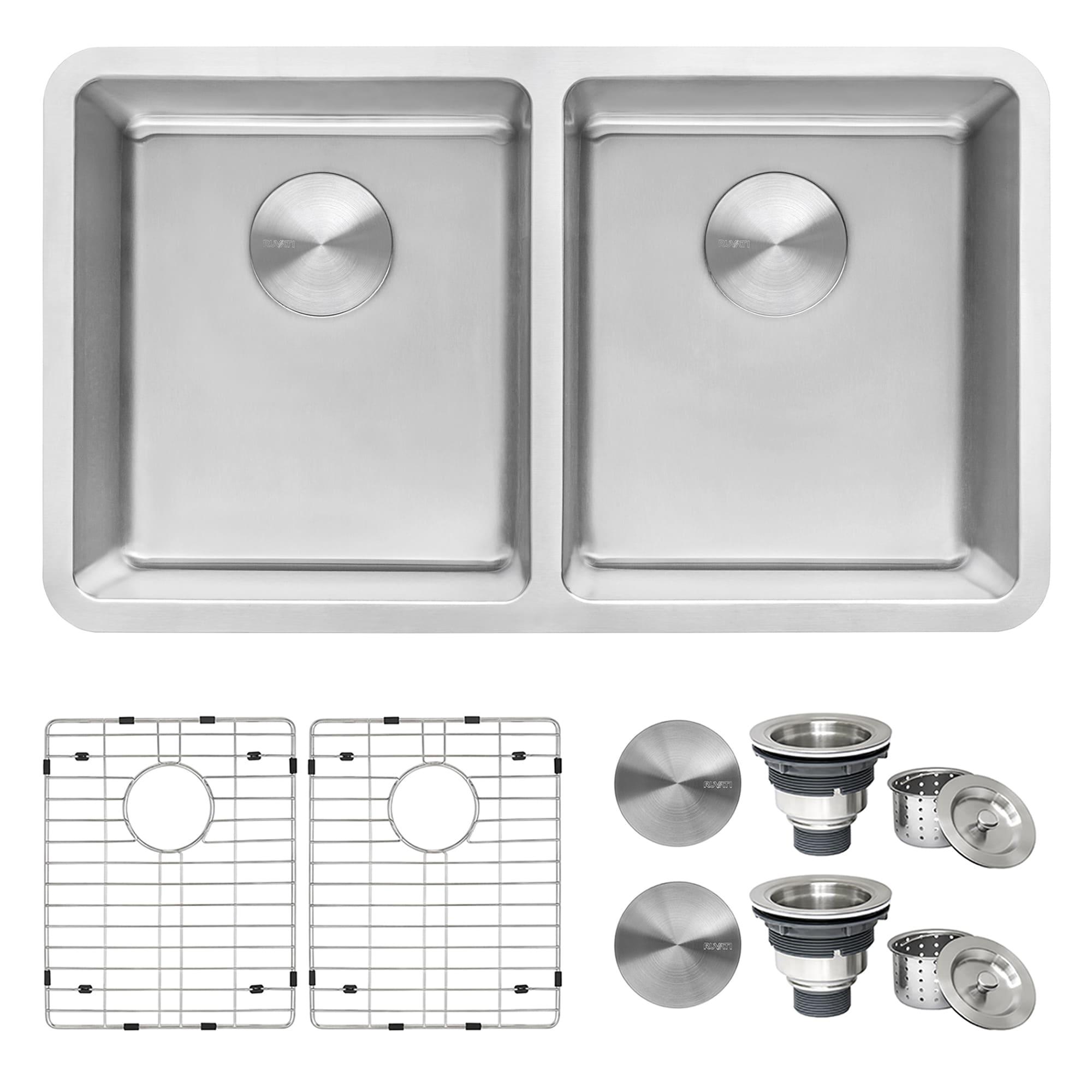 Ruvati Rvm5099 Modena 31" Undermount Double Basin 16 Gauge Stainless Steel Kitchen Sink -