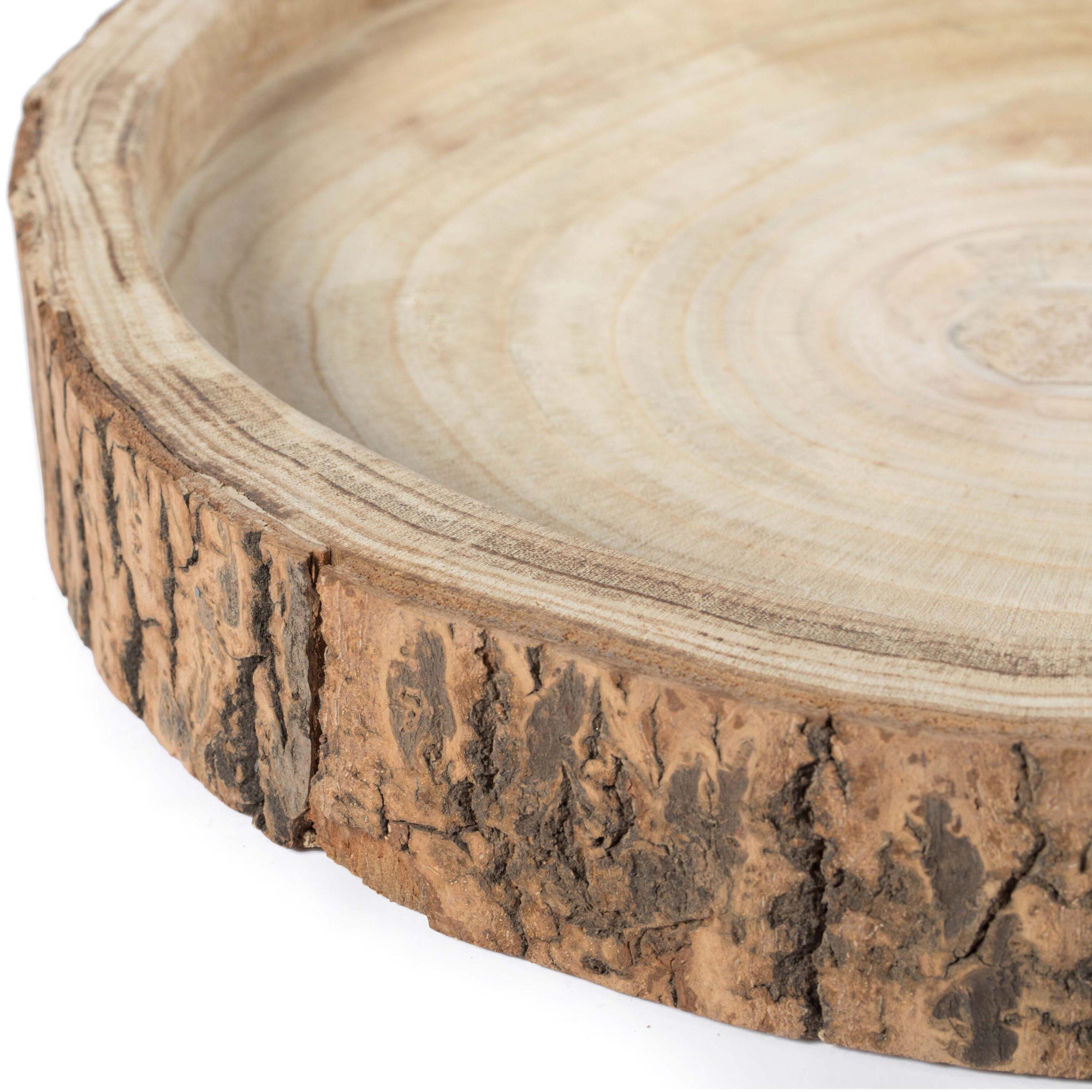 Vintiquewise Wood Tree Bark Indented Display Tray Serving Plate Platter Charger - 18 Inch Dia