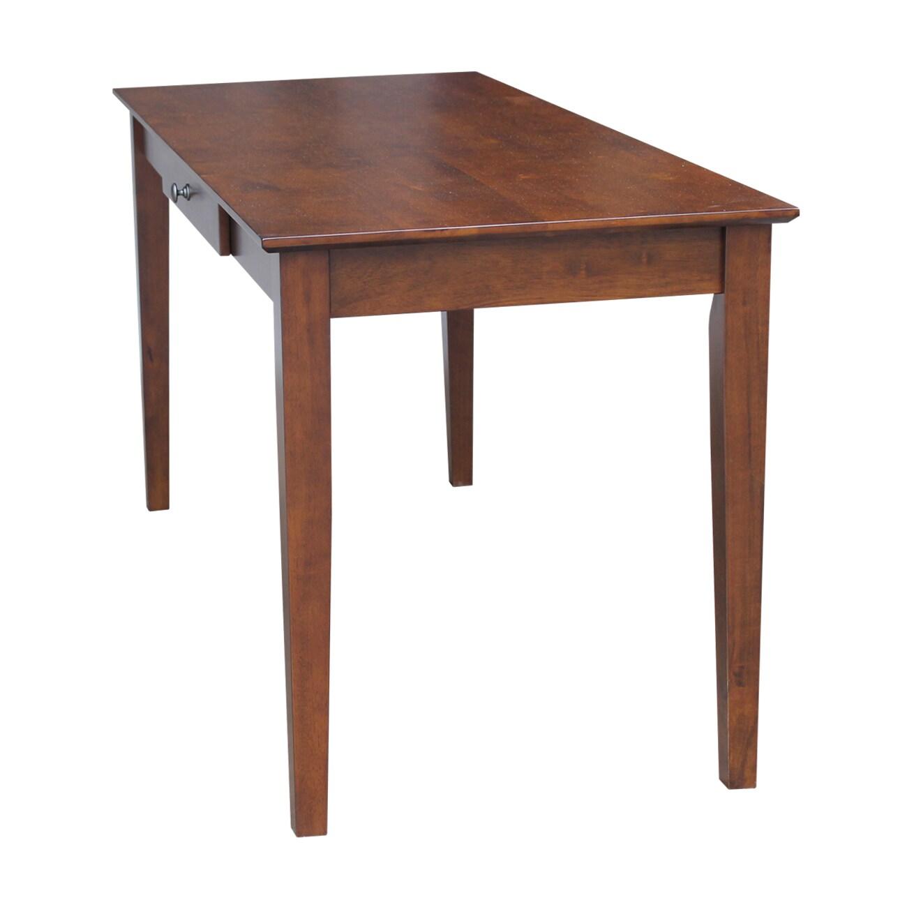 International Concepts 60" Writing Desk Espresso: Mid-Century Modern, Hardwood Frame, Spot Clean, Drawer Storage