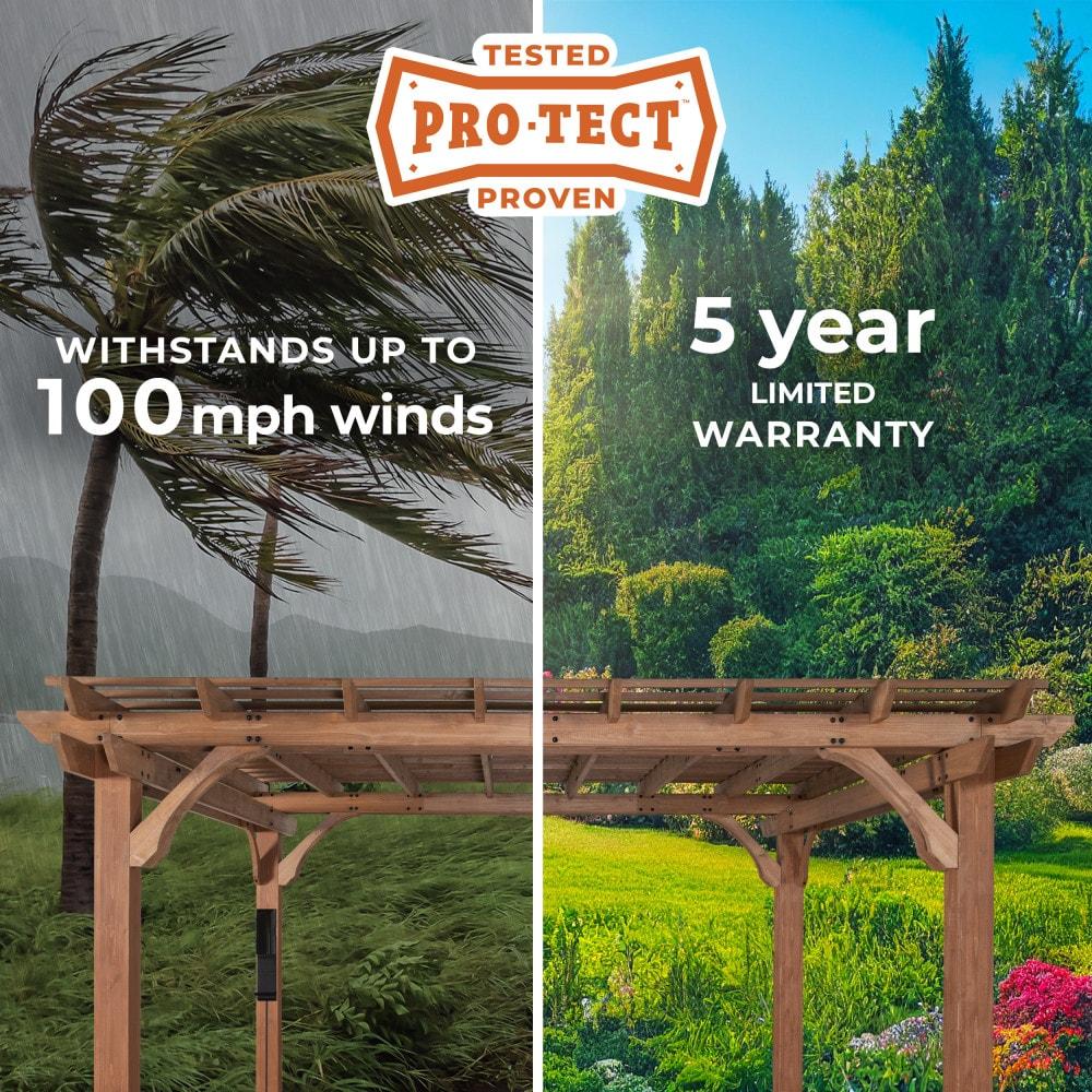 Backyard Discovery Beaumont 24'x12' Cedar Wood Patio Pergola Kit, Trellis Roof, PowerPort