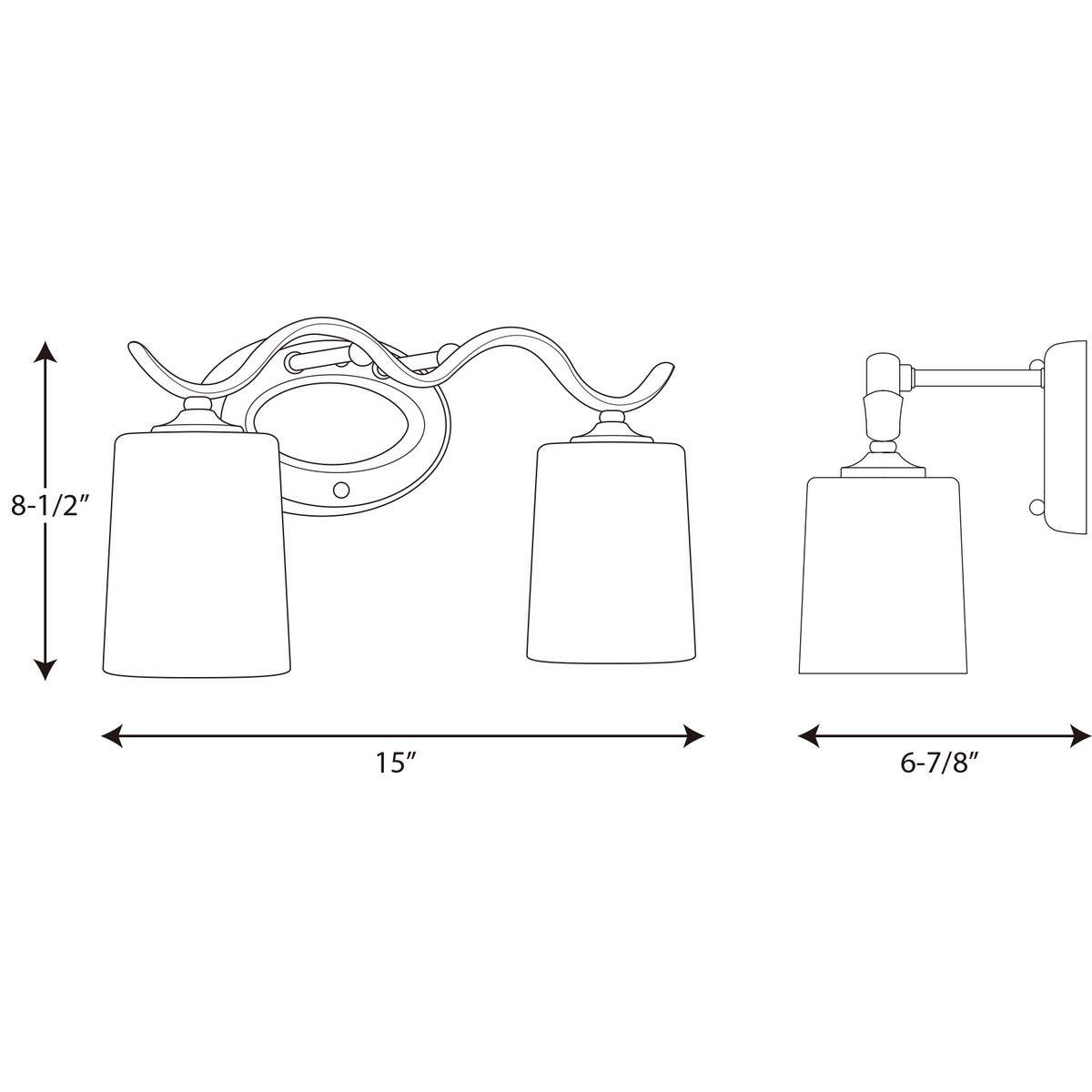 Progress Lighting, Inspire Collection, 2-Light Wall Sconce, Polished Chrome, Etched Glass Shades