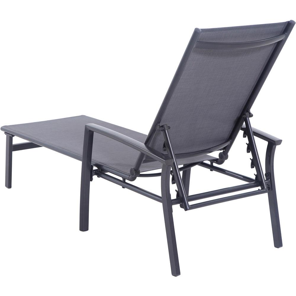 Hanover Naples Outdoor Folding Chaise Lounge Chair with Adjustable Backrest | Patio and Poolside Lounging Chair | UV and Weather-Resistant Sling Fabric | NAPLESCHS-GRY