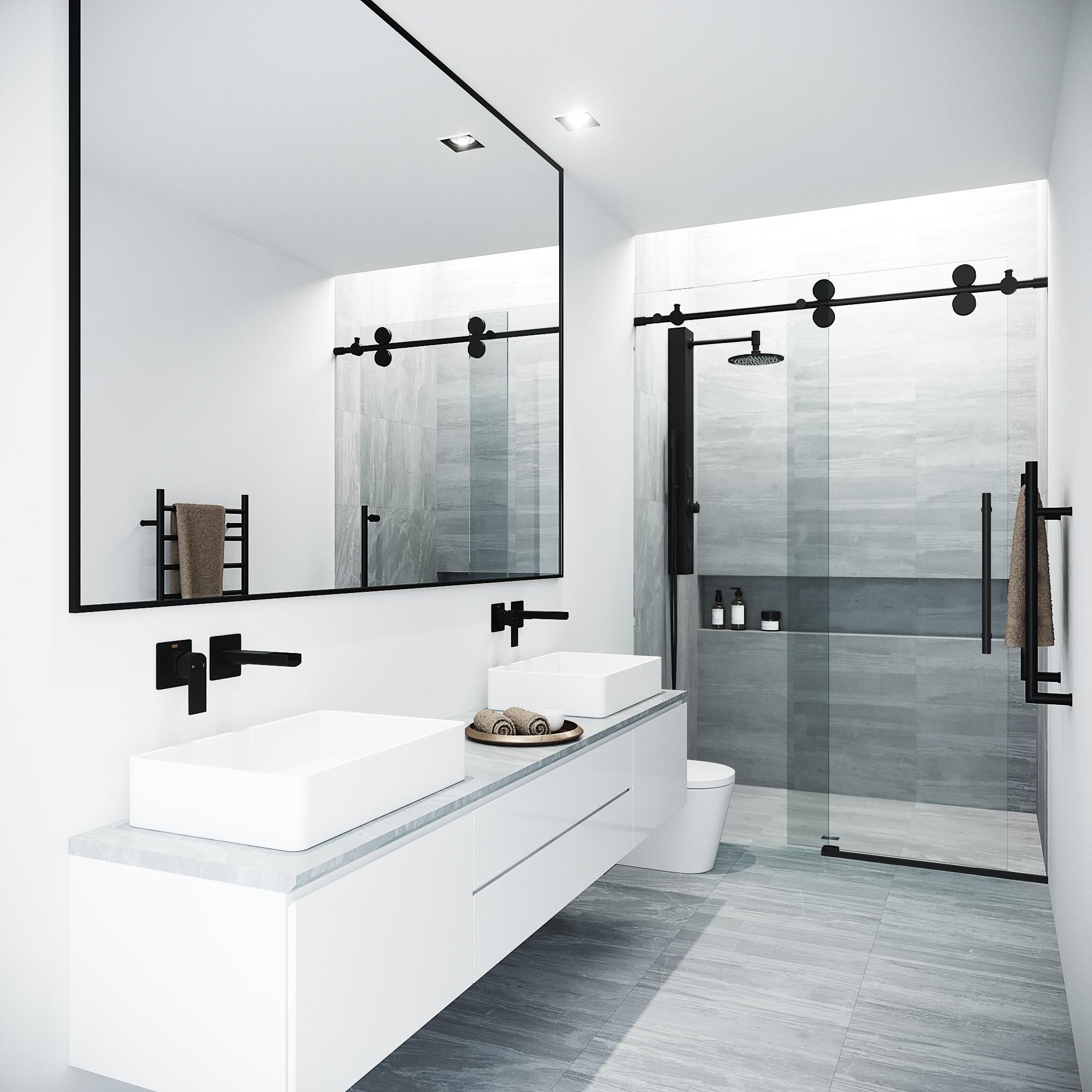 Elan 56-60" W x 74" H Sliding Frameless Shower Door with 3/8" Clear Glass