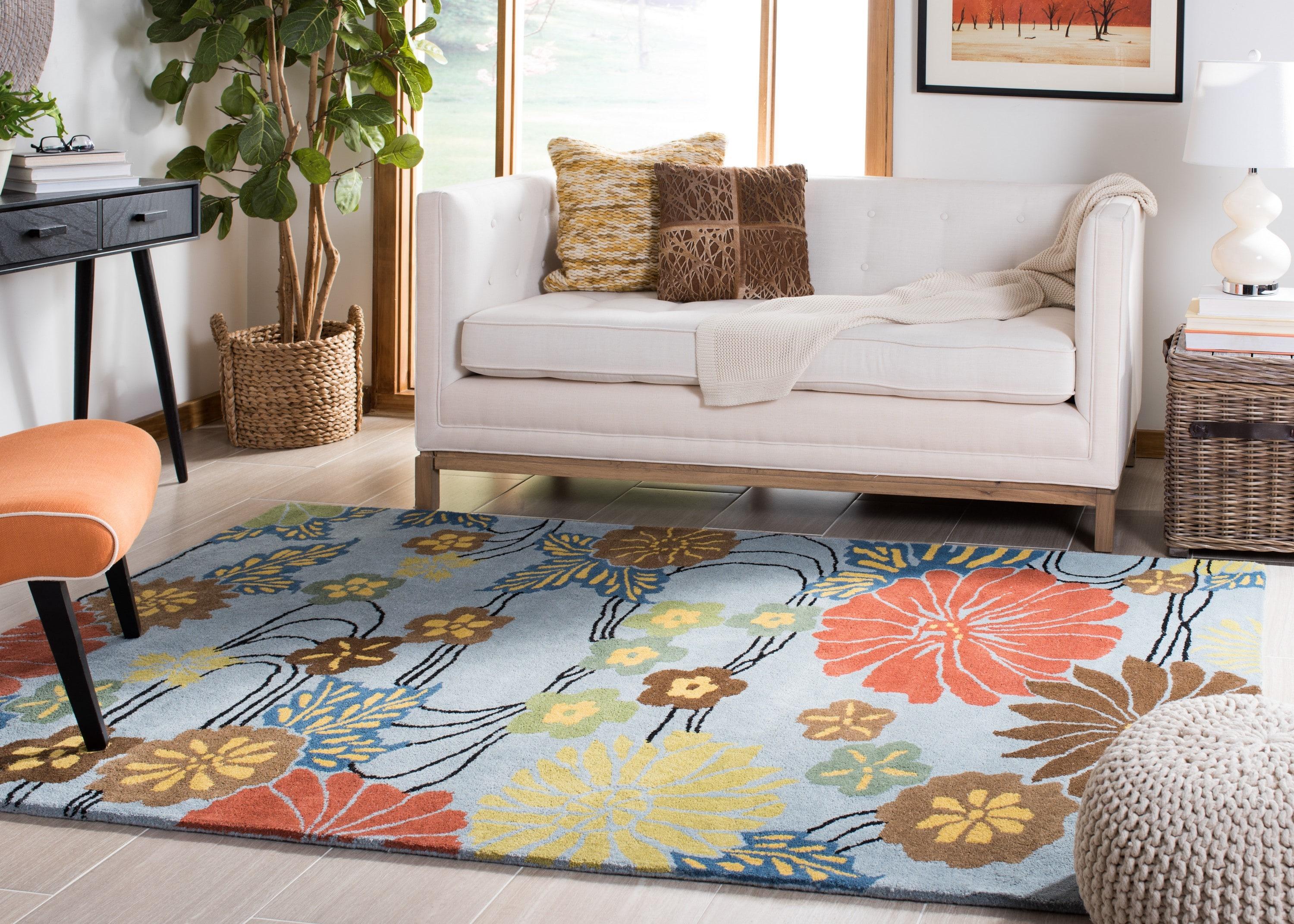SAFAVIEH Soho Hazel Floral Wool Area Rug, Blue/Multi, 2' x 3'
