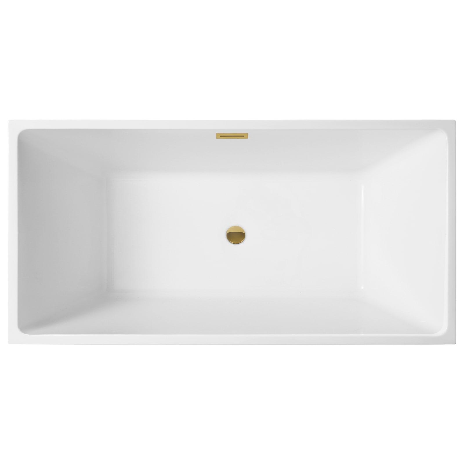 Vanity Art 67" Acrylic Freestanding Soaking Bathtub with Overflow and Pop-up Drain