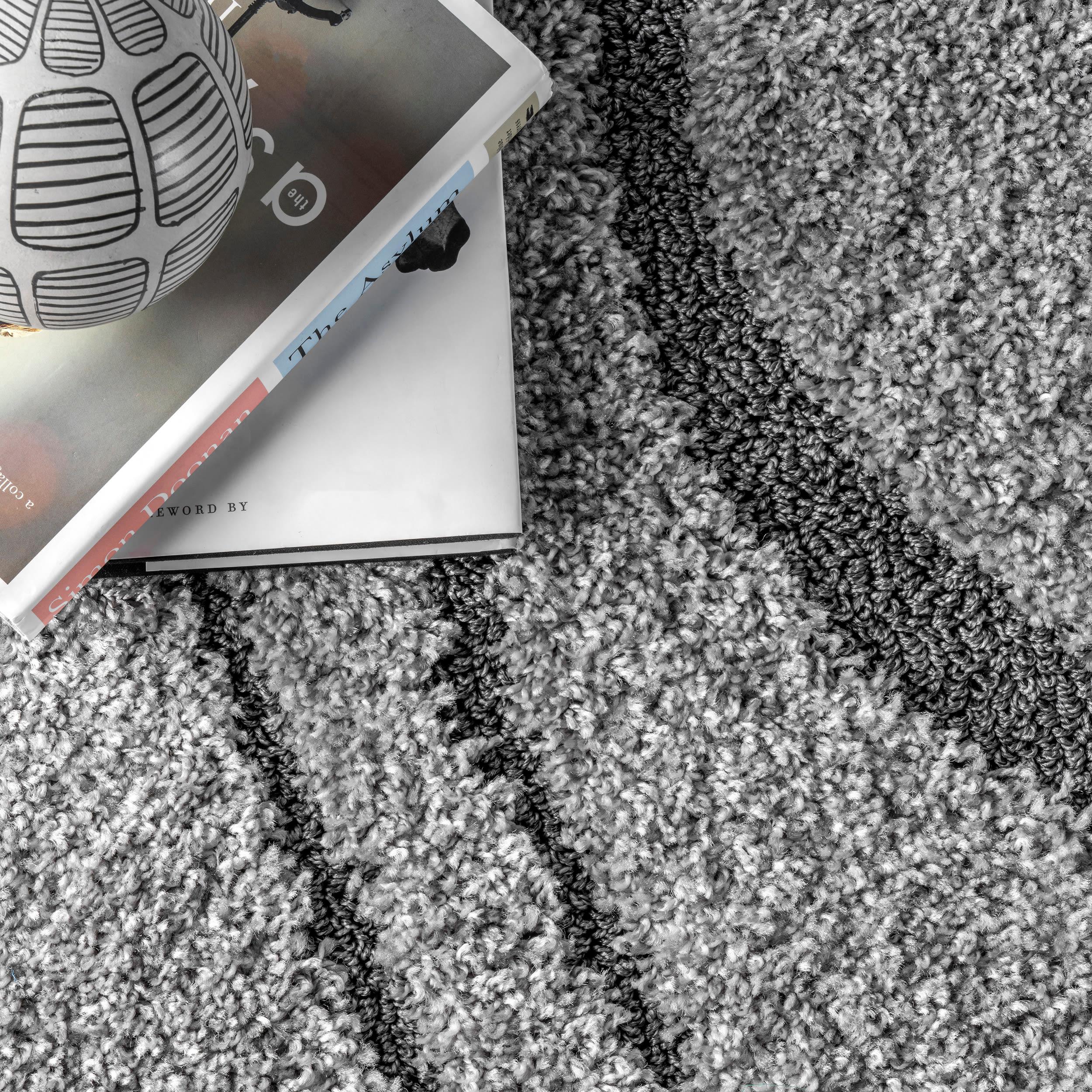 Nuloom Carolyn Abstract 4x6 Shag Indoor Area Rug for Living Room Bedroom Dining Room Nursery, Dark Grey